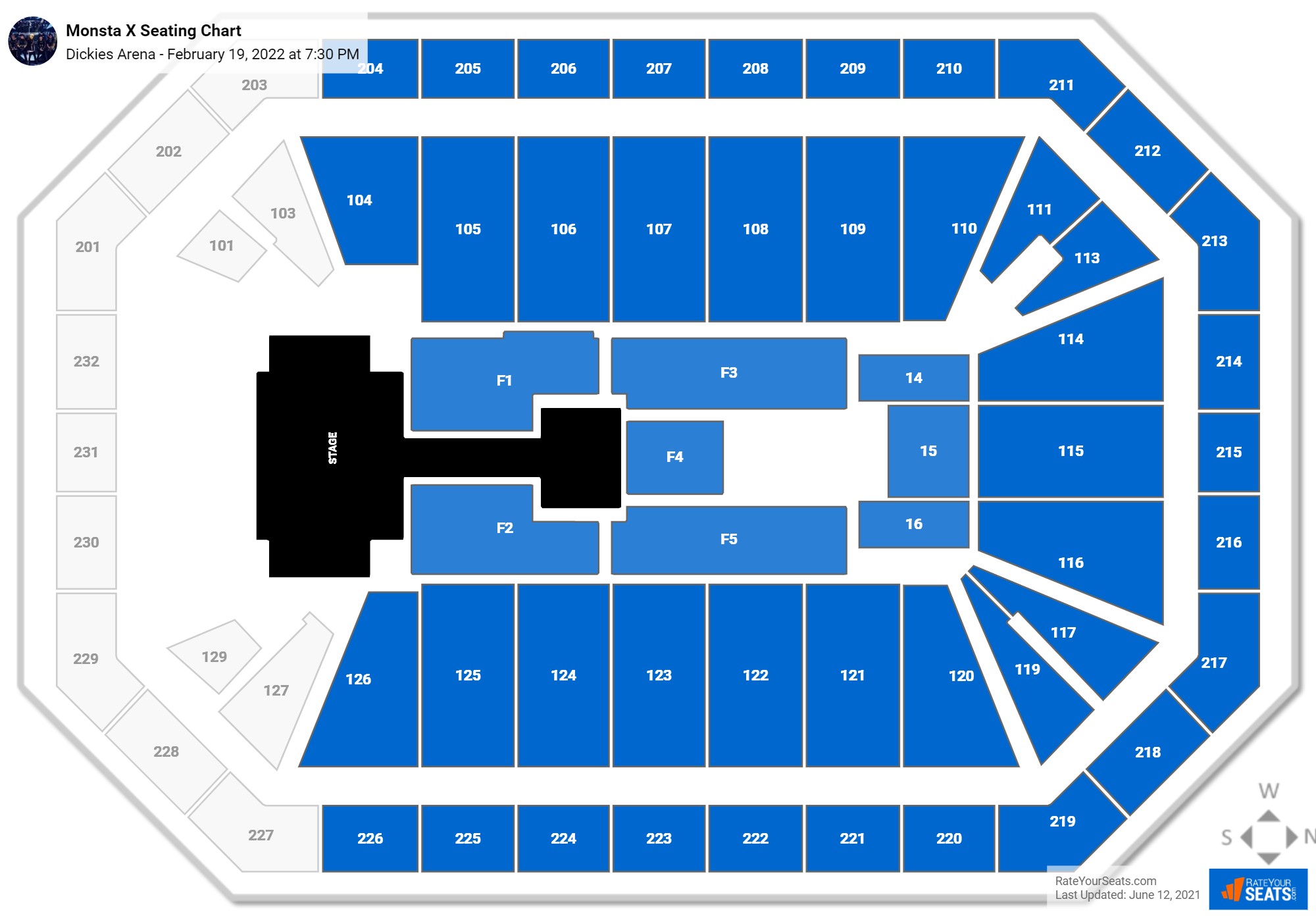 Monsta X seating chart Dickies Arena