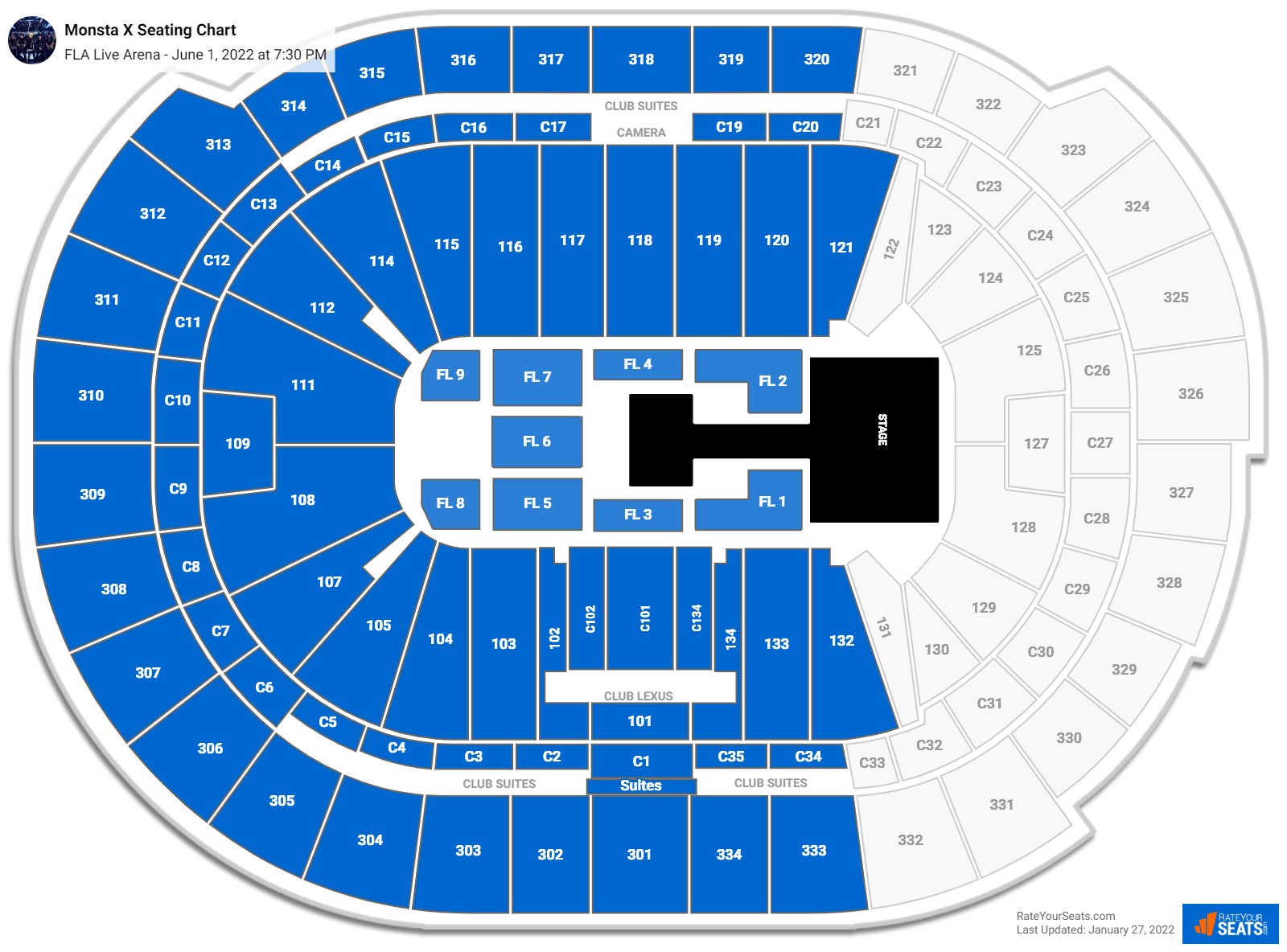Monsta X seating chart FLA Live Arena