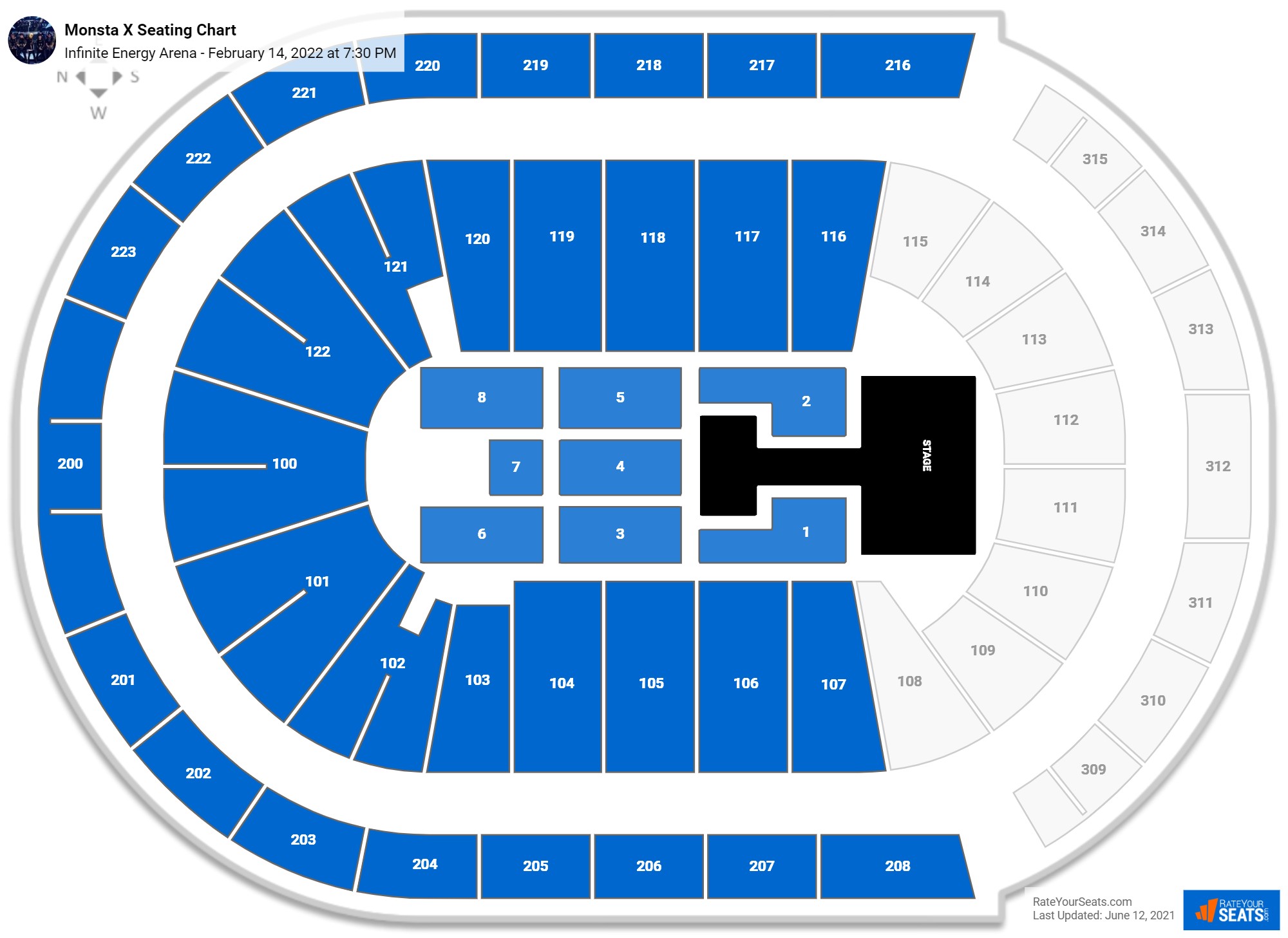Monsta X seating chart Infinite Energy Arena
