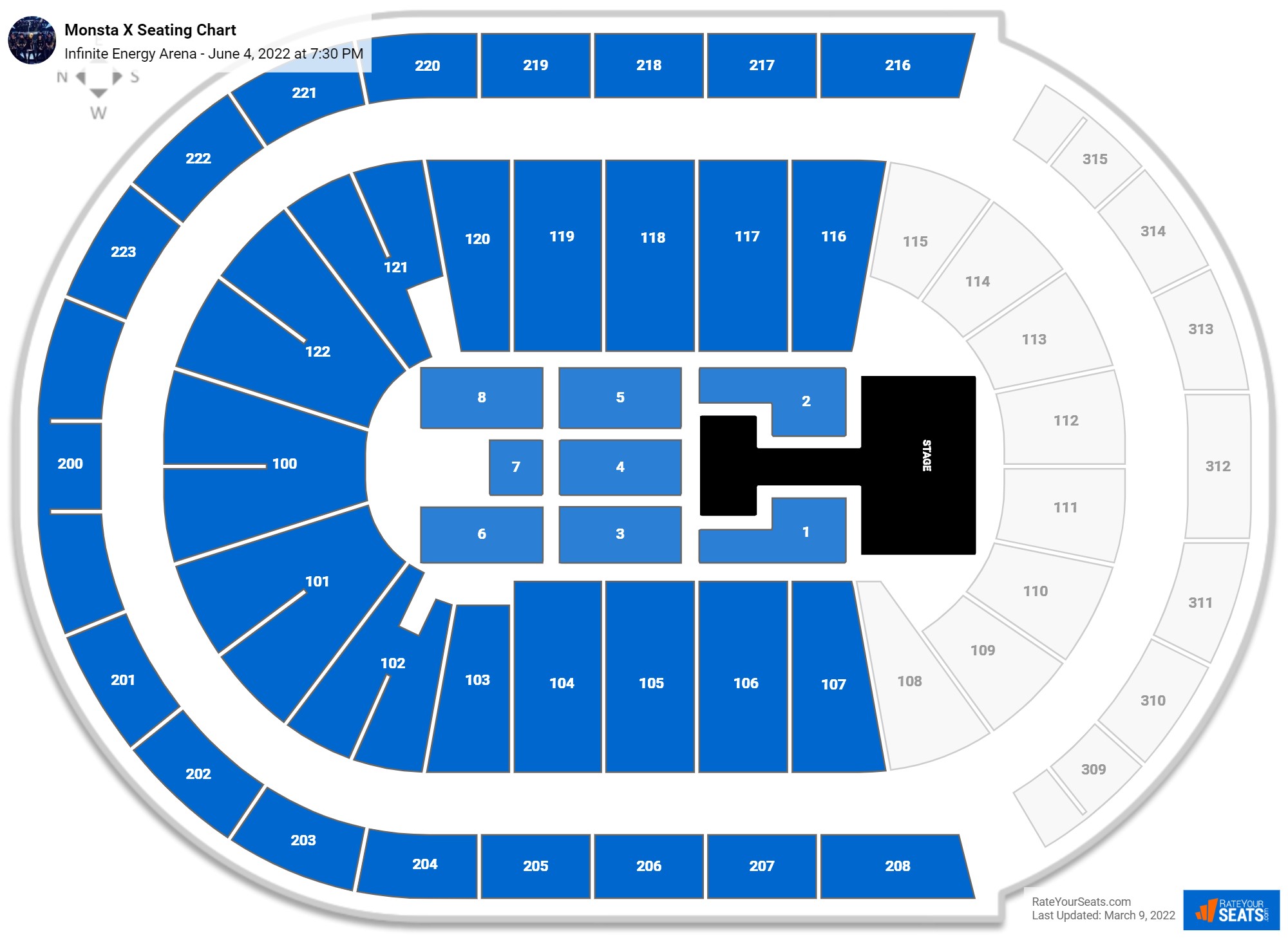 Monsta X seating chart Gas South Arena