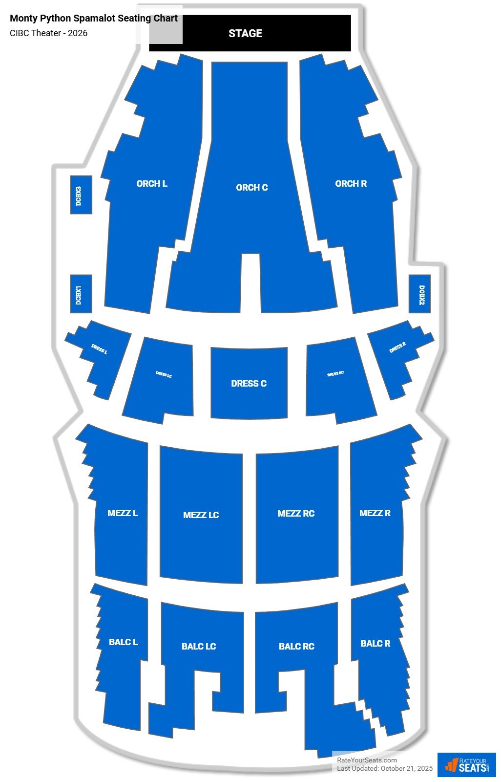 Monty Python Spamalot seating chart CIBC Theater