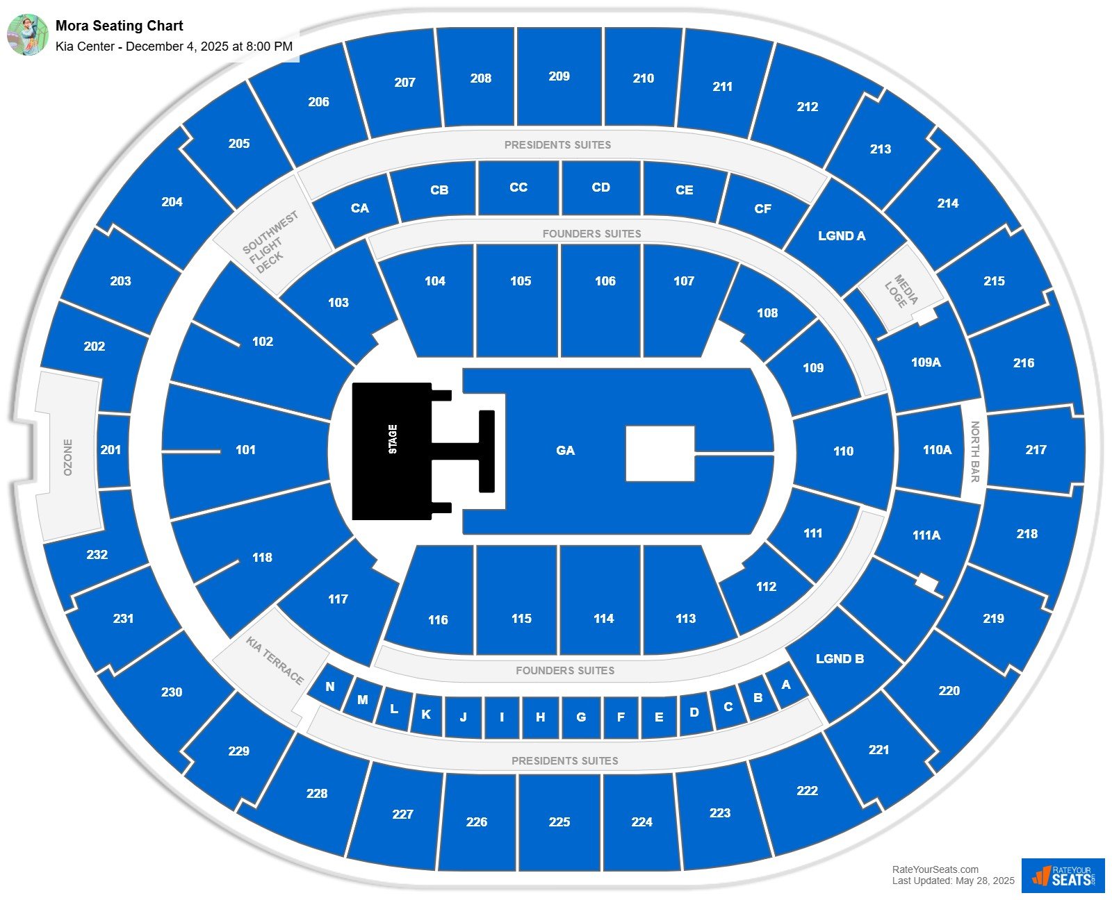 Mora seating chart Kia Center