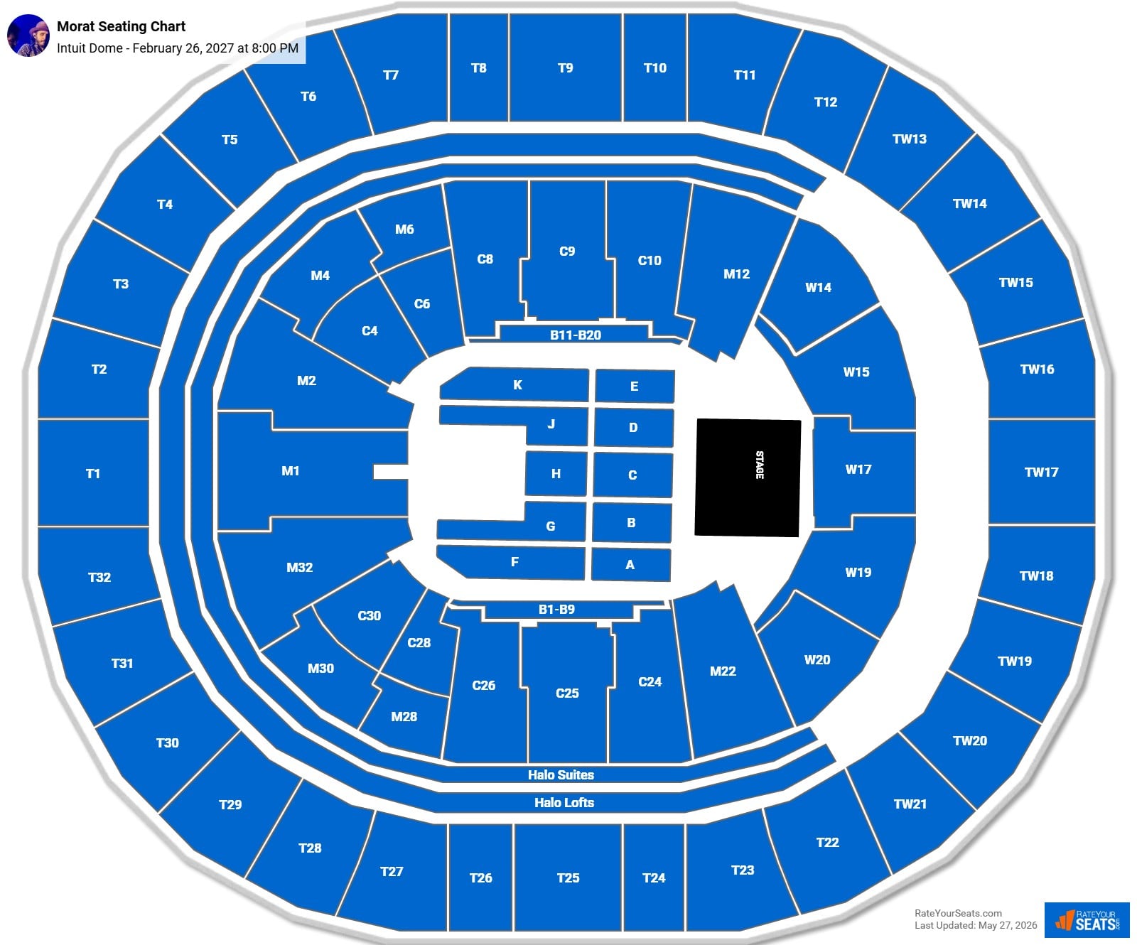 Morat Seating Chart at Intuit Dome