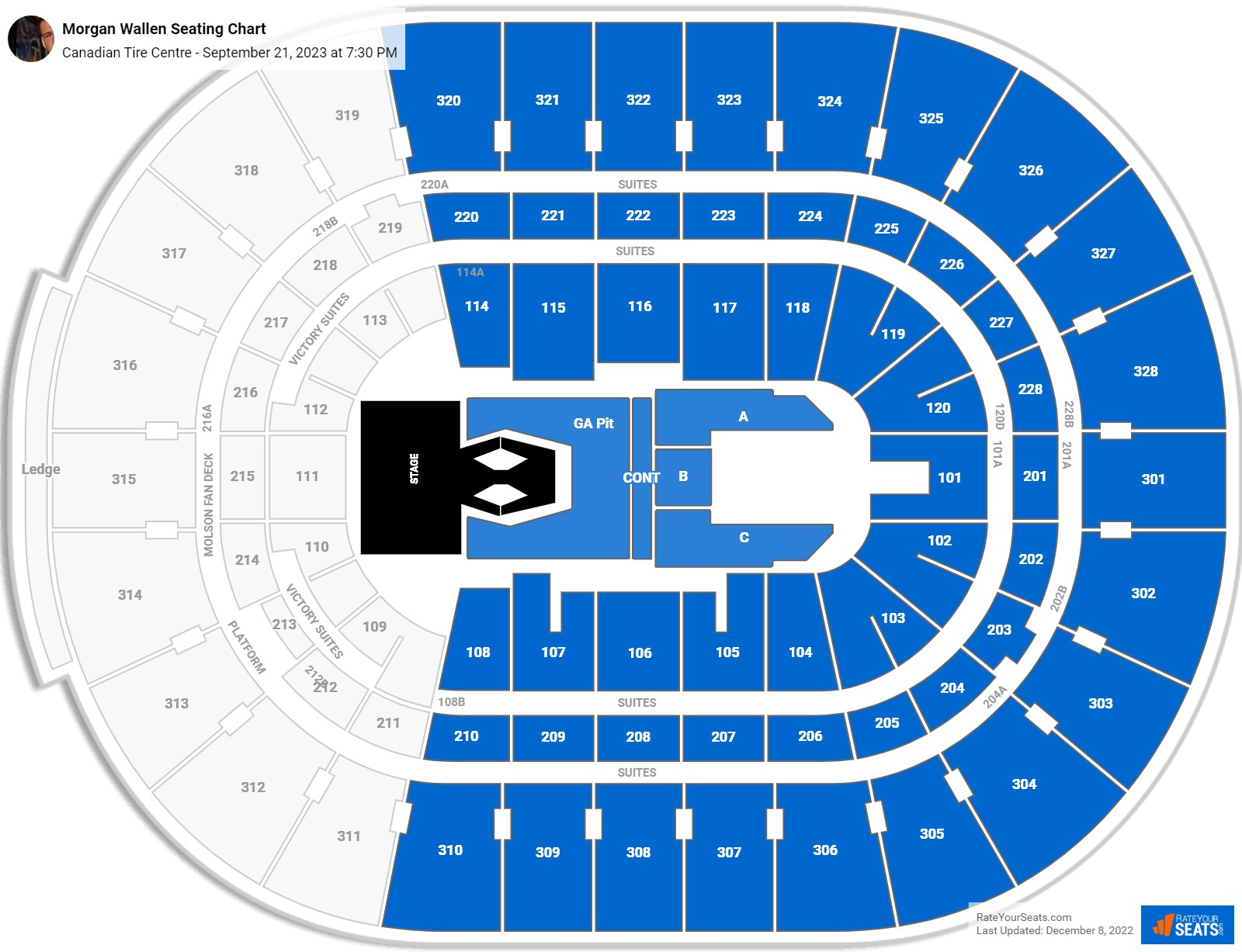 Morgan Wallen seating chart Canadian Tire Centre