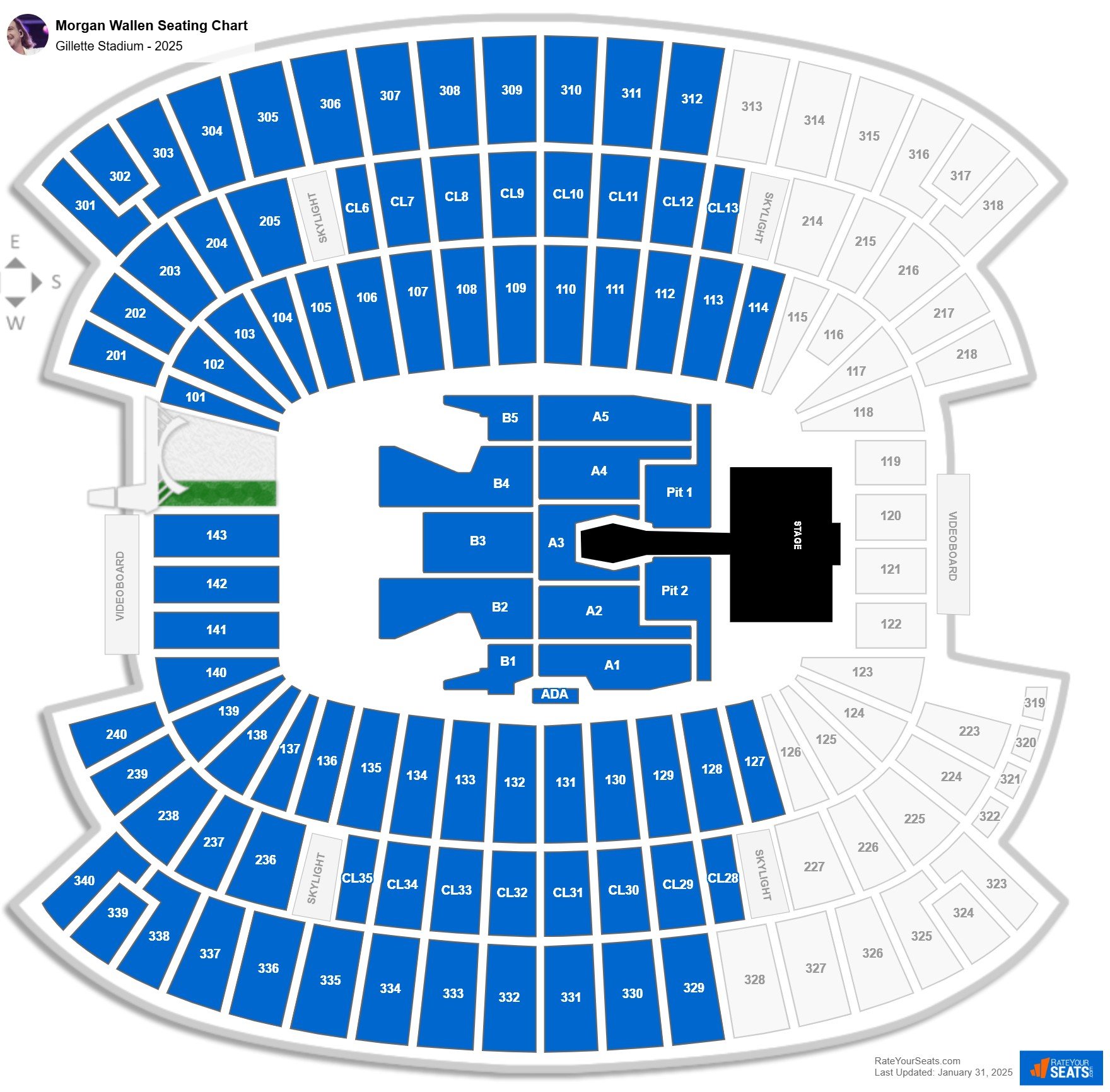Morgan Wallen seating chart Gillette Stadium