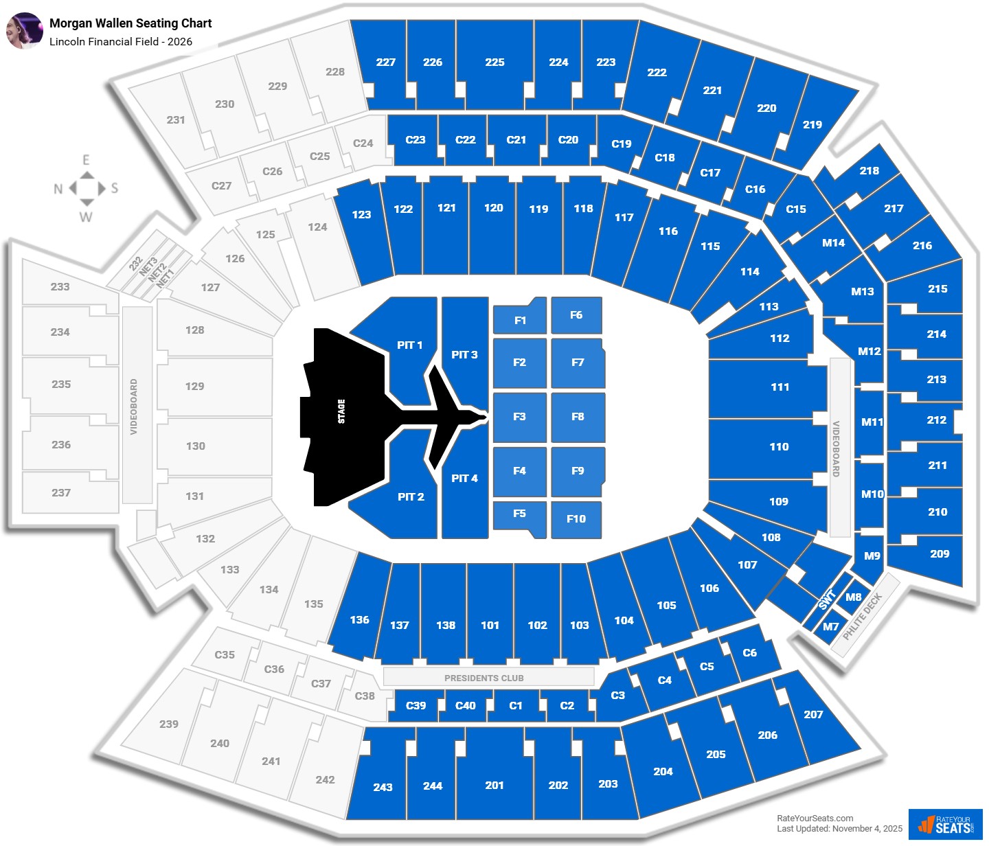 Morgan Wallen seating chart Lincoln Financial Field