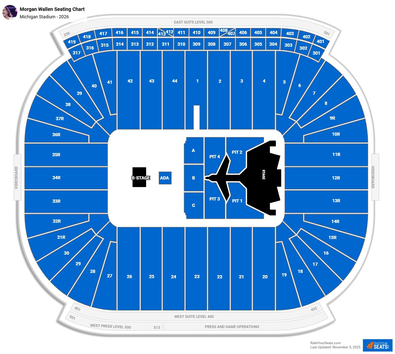 Morgan Wallen seating chart Michigan Stadium