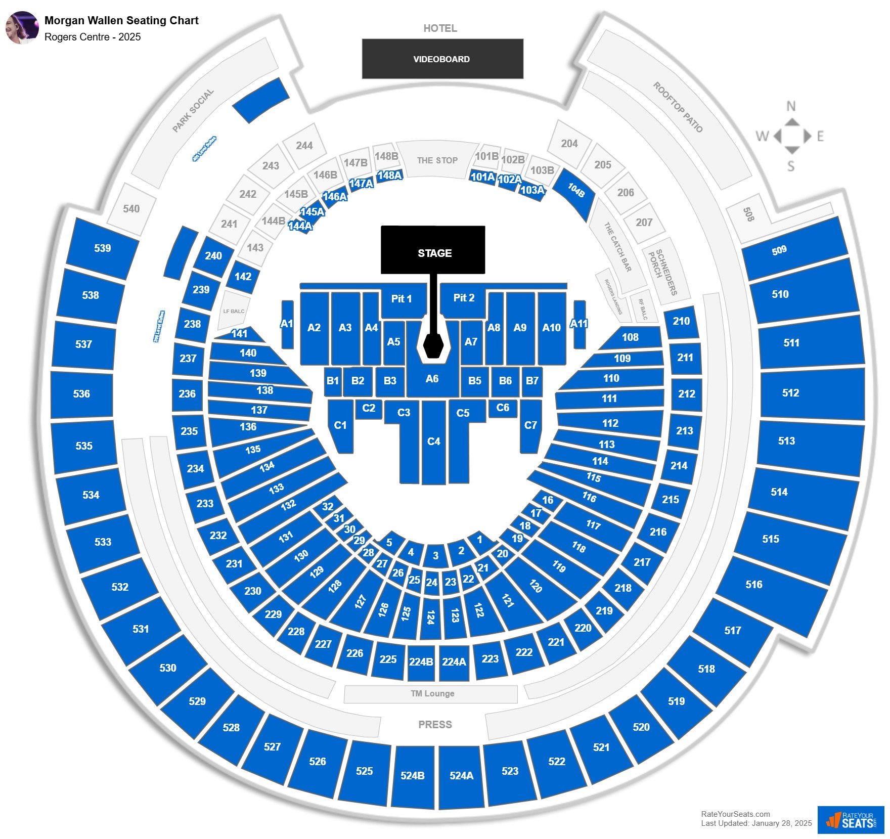 Morgan Wallen seating chart Rogers Centre
