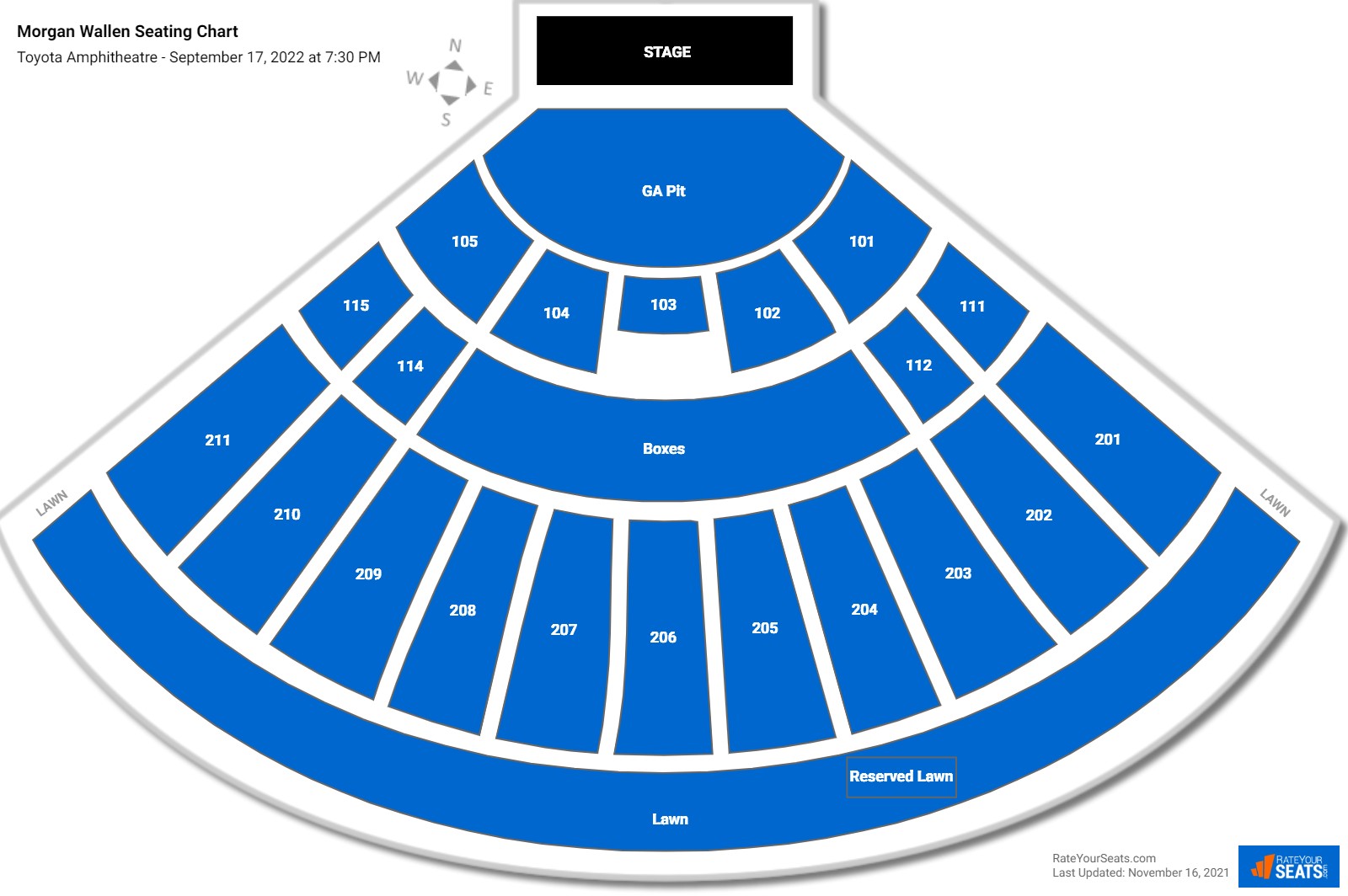 Morgan Wallen seating chart Toyota Amphitheatre
