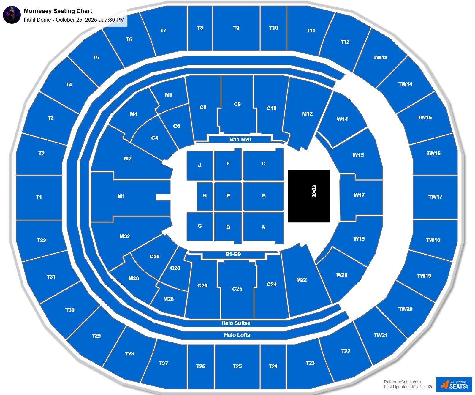Morrissey seating chart Intuit Dome