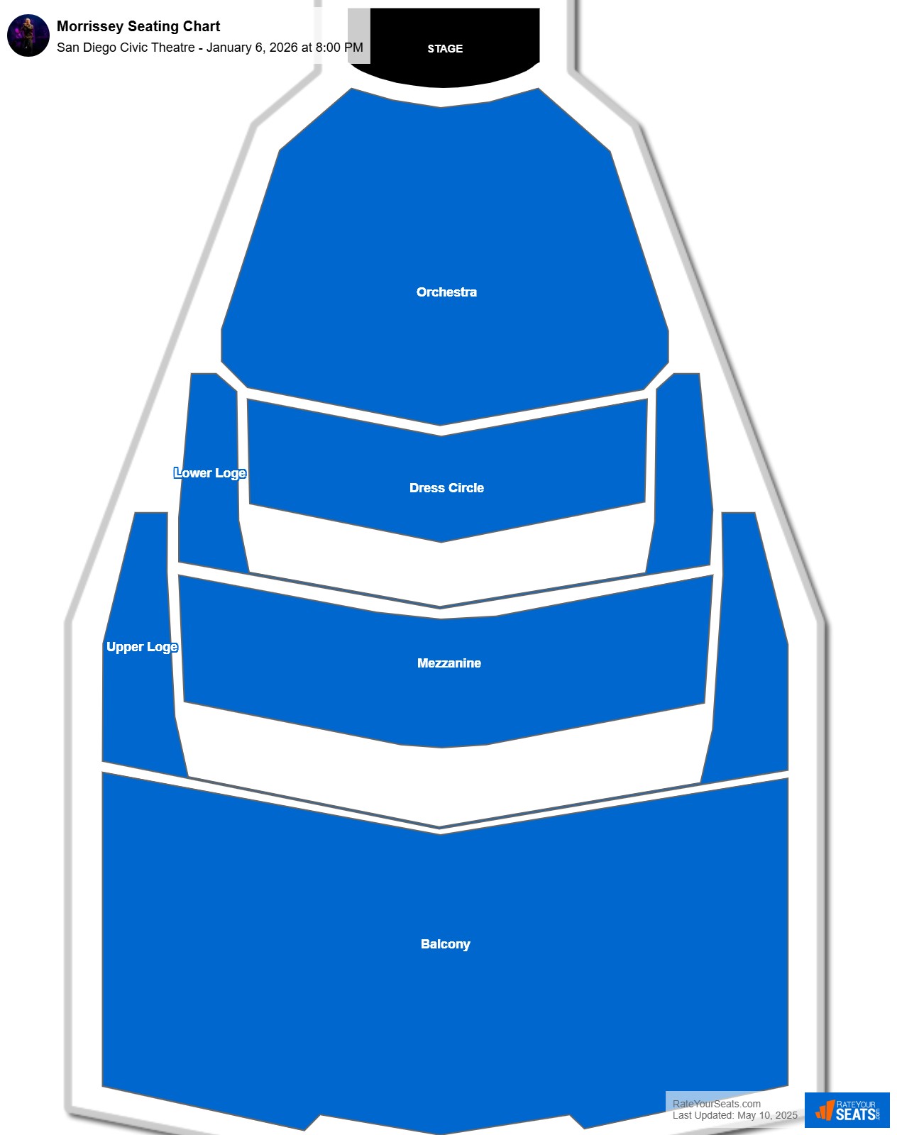 Morrissey seating chart San Diego Civic Theatre