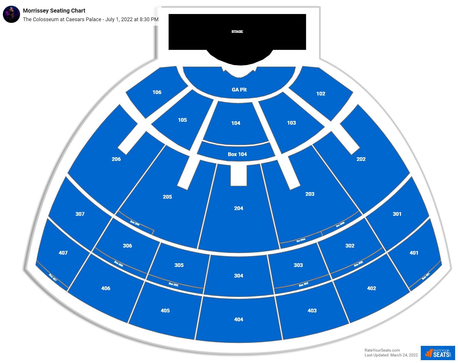 Morrissey seating chart The Colosseum at Caesars Palace