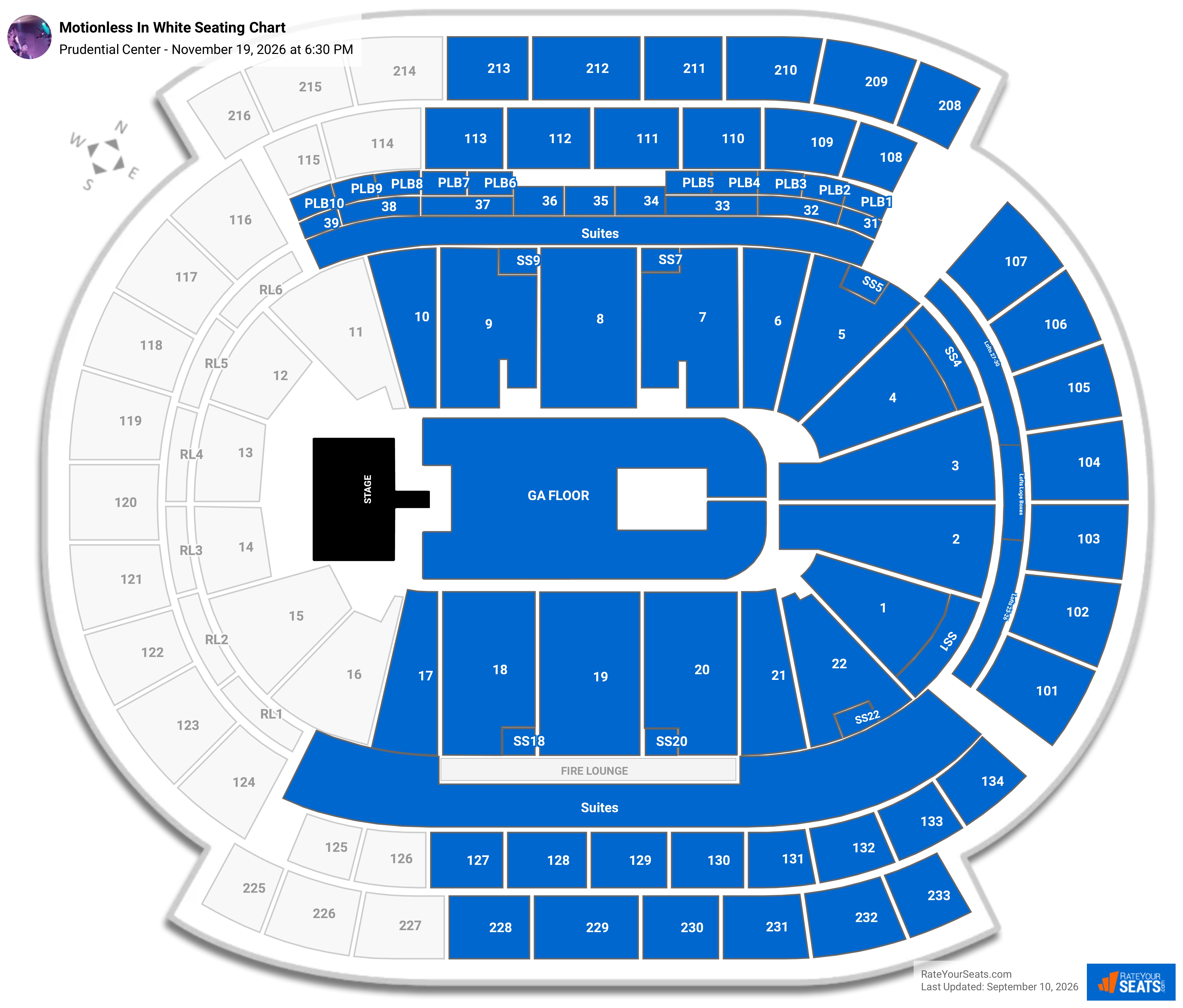 Motionless In White Seating Chart at Prudential Center
