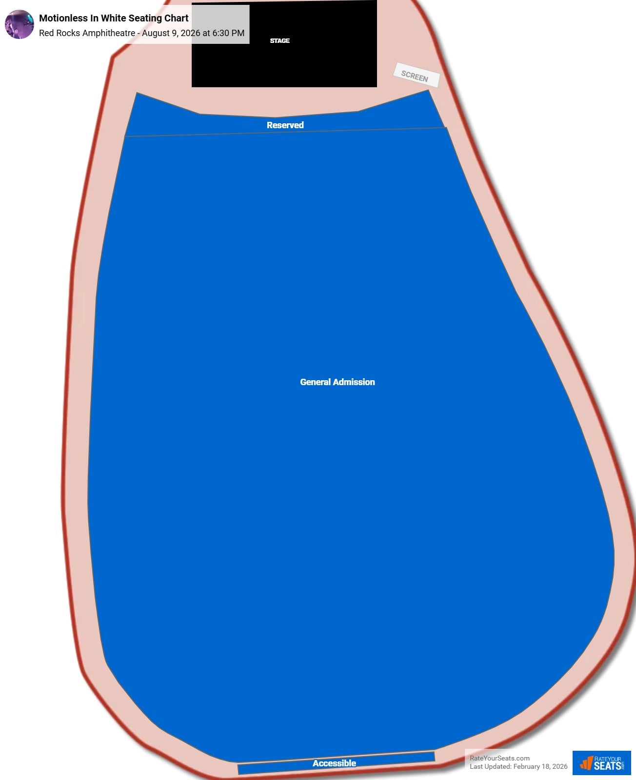 Motionless In White seating chart Red Rocks Amphitheatre