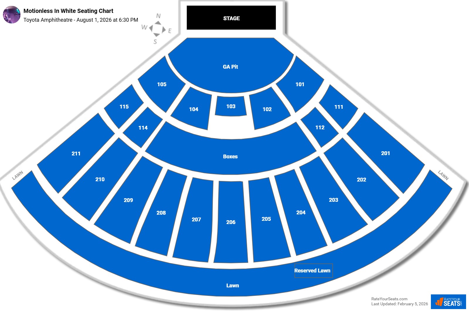 Motionless In White seating chart Toyota Amphitheatre