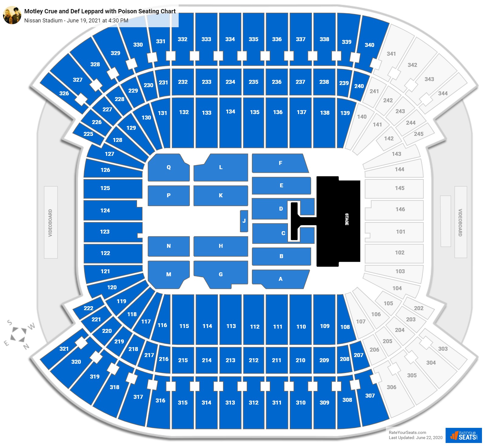 Motley Crue and Def Leppard with Poison seating chart Nissan Stadium