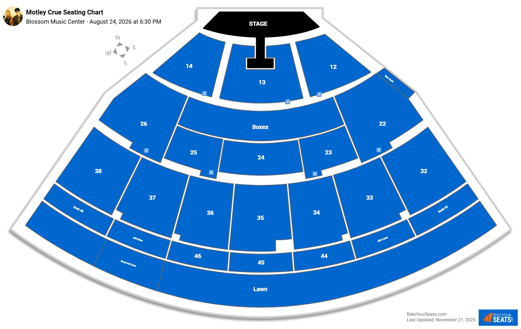 Motley Crue seating chart Blossom Music Center