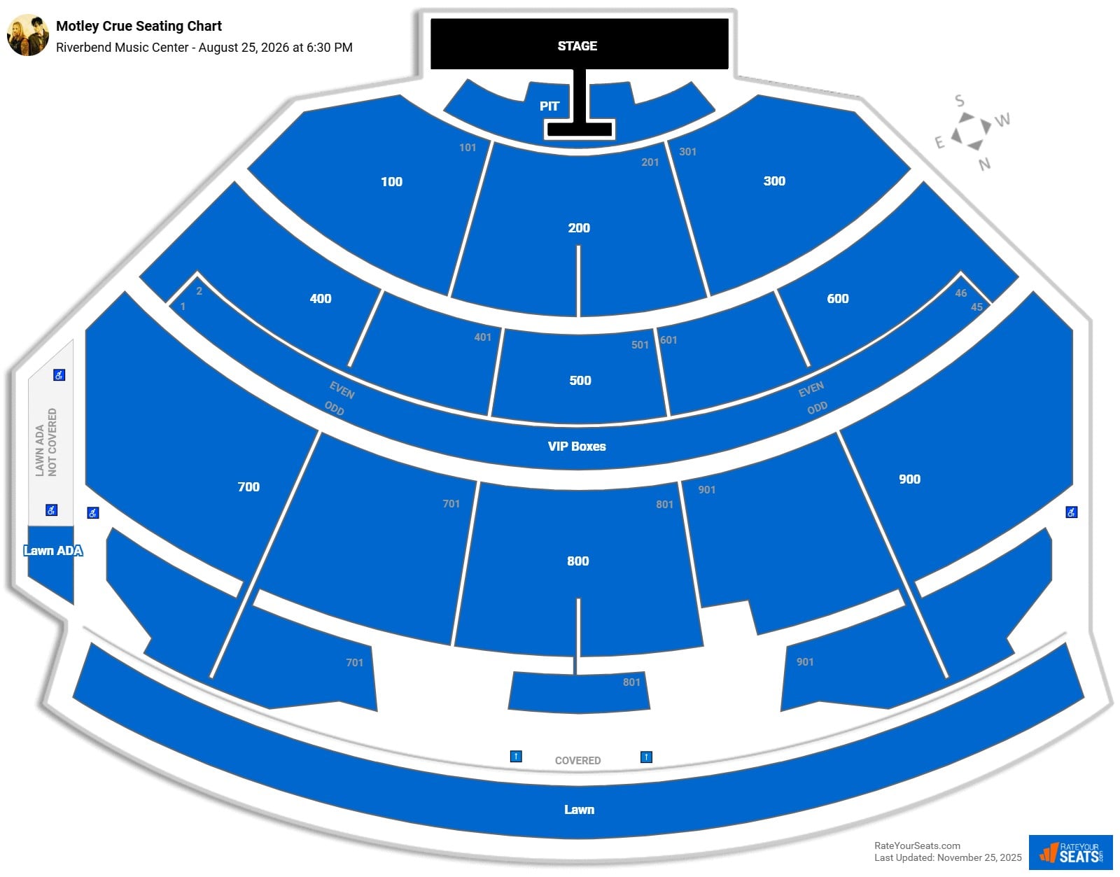 Motley Crue seating chart Riverbend Music Center