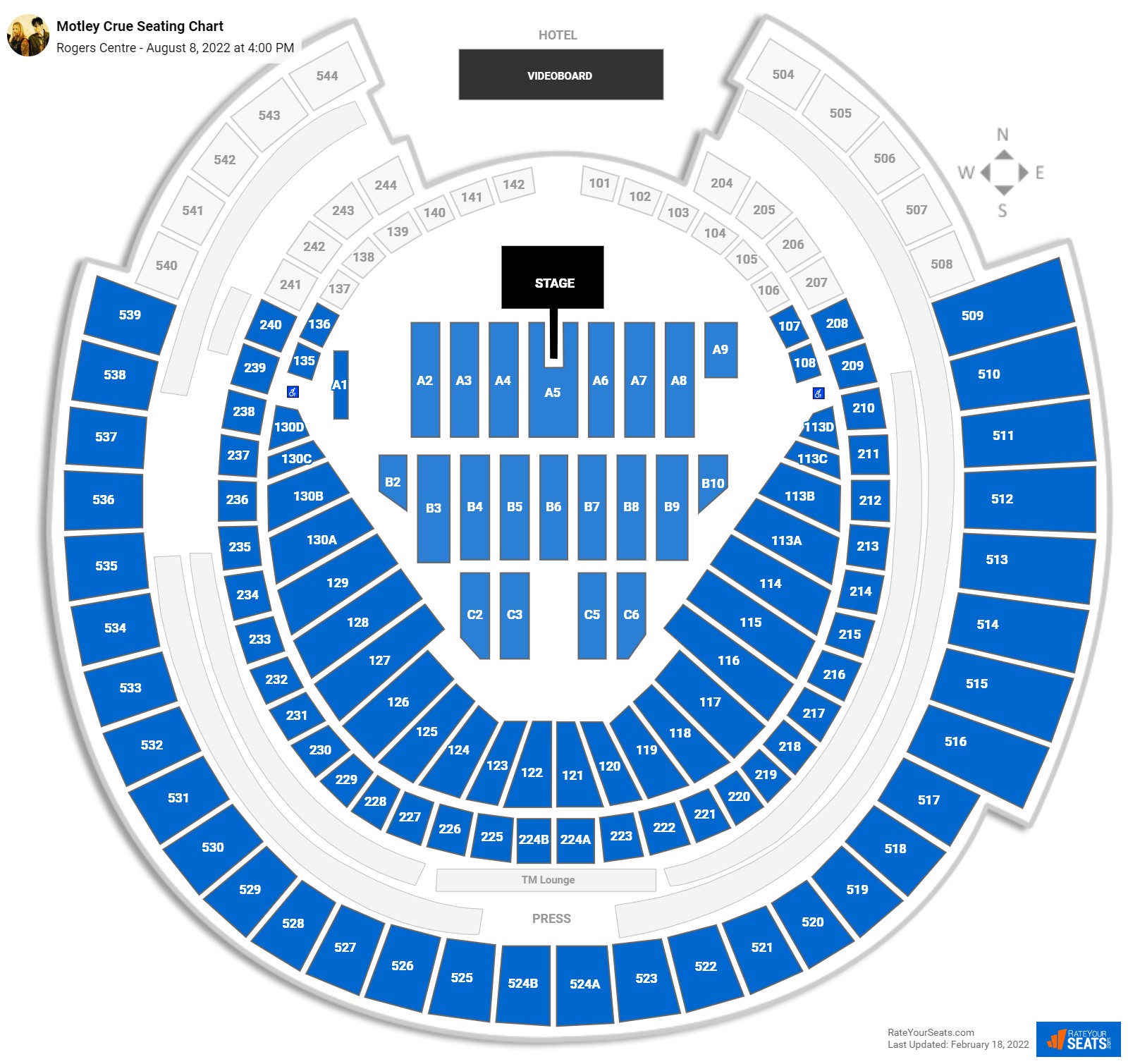 Motley Crue and Def Leppard with Poison seating chart Rogers Centre