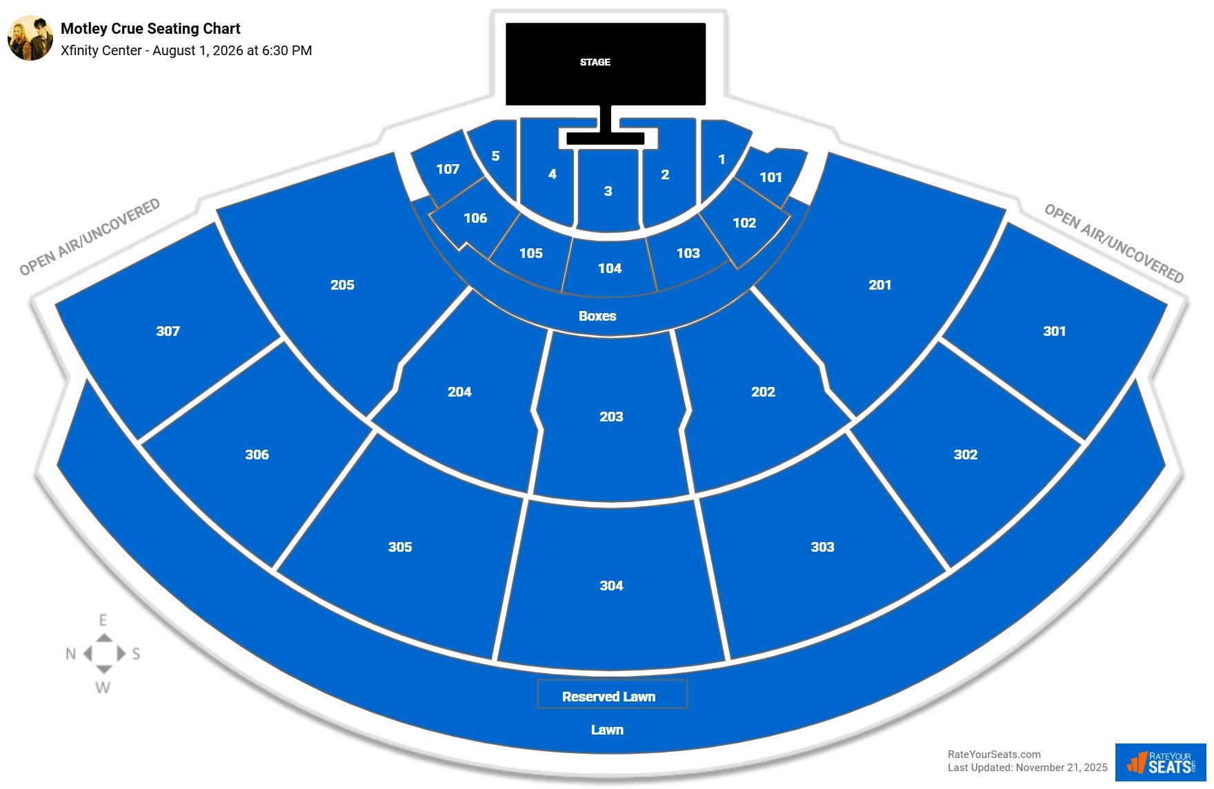 Motley Crue seating chart Xfinity Center (Mansfield)