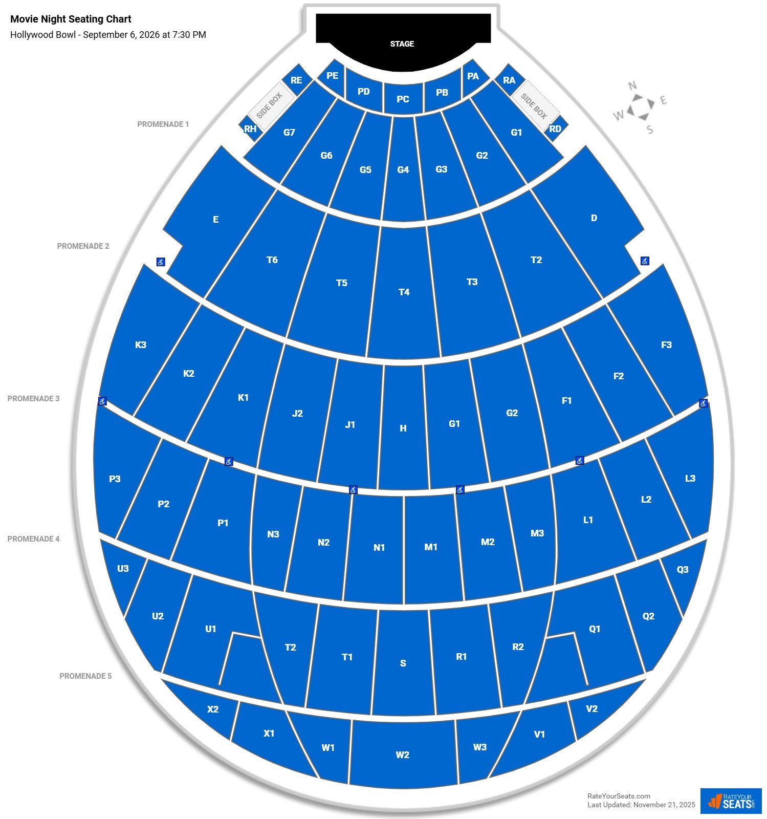 Movie Night seating chart Hollywood Bowl