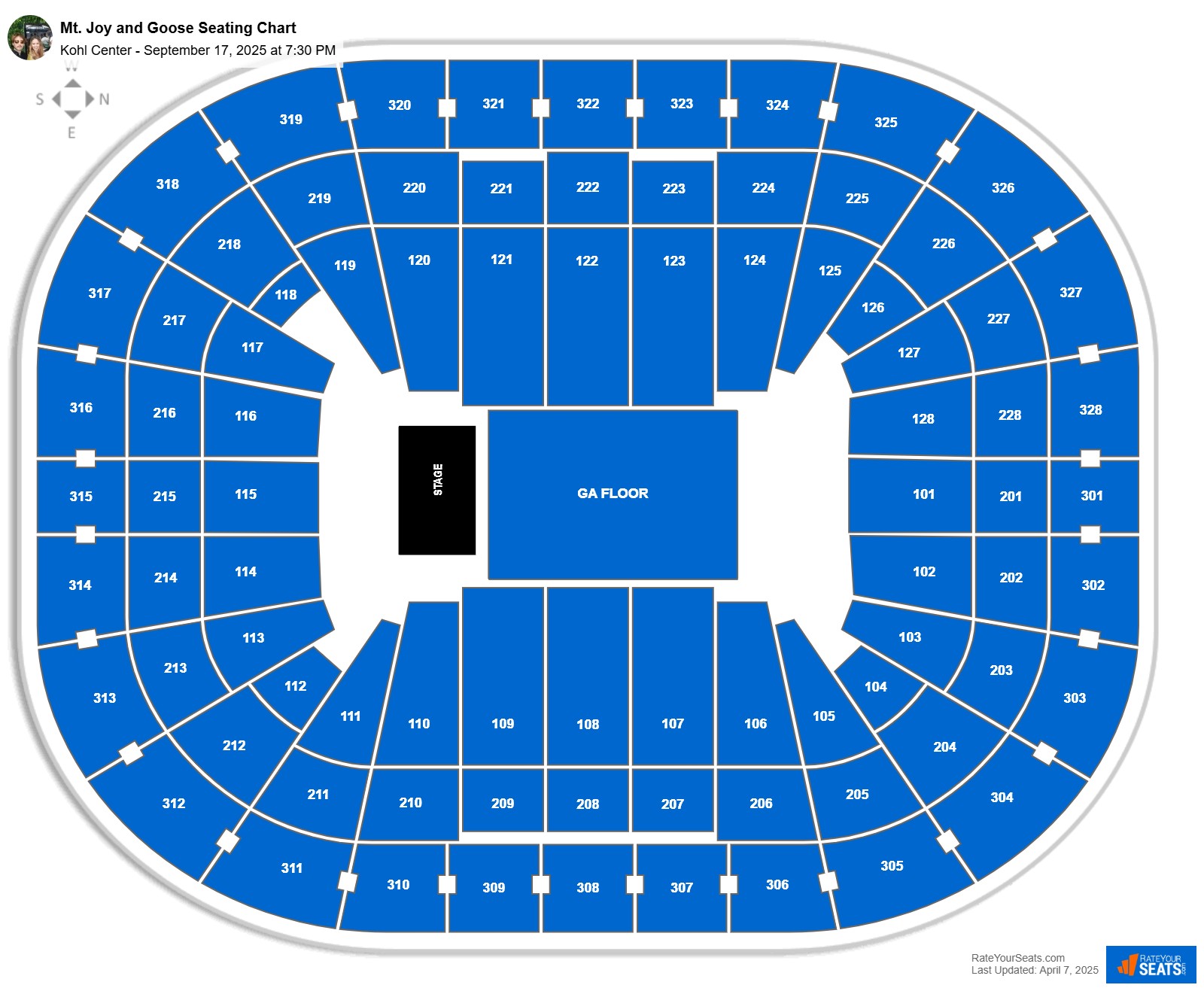 Mt. Joy and Goose seating chart Kohl Center
