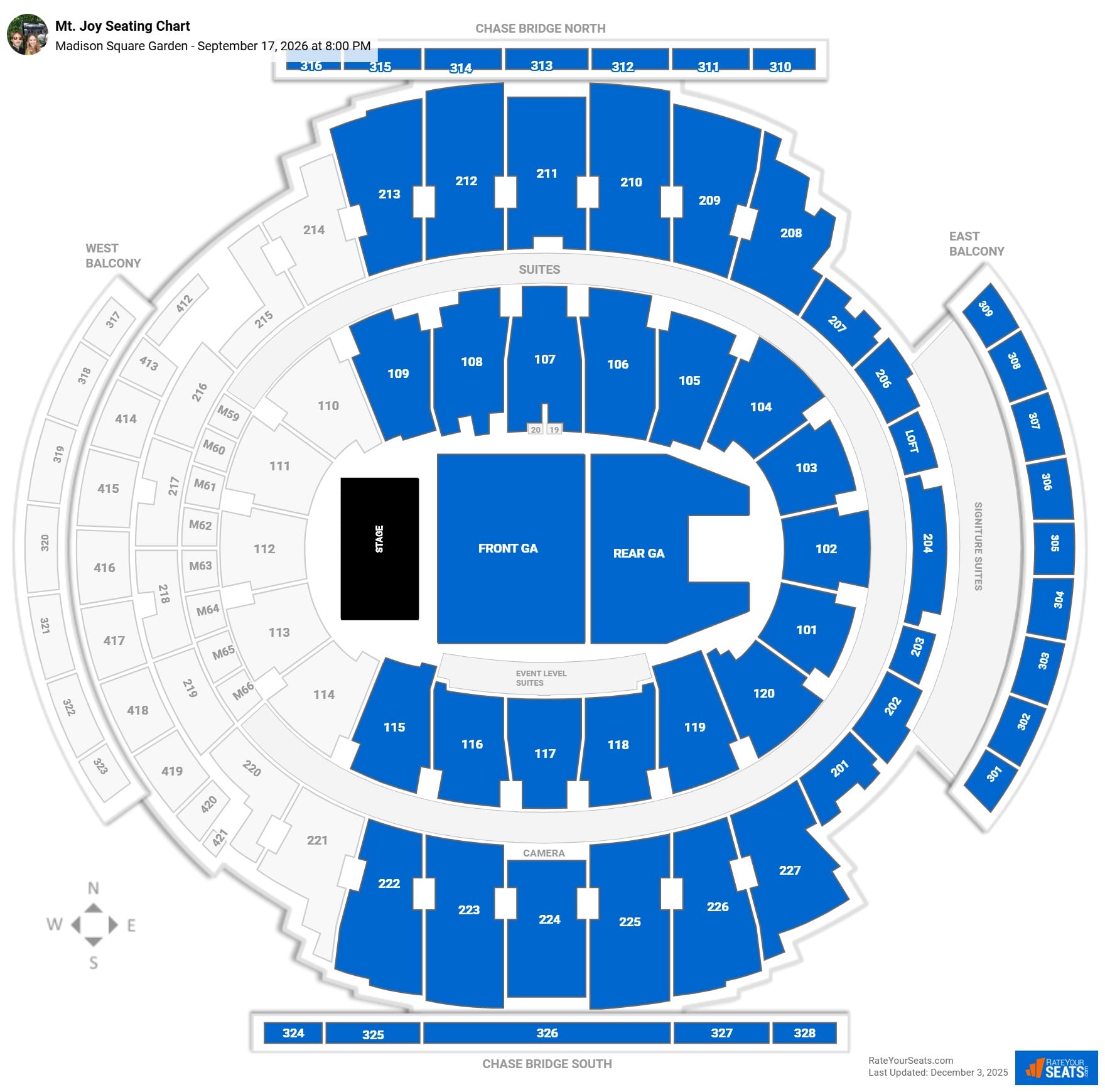 Mt. Joy seating chart Madison Square Garden