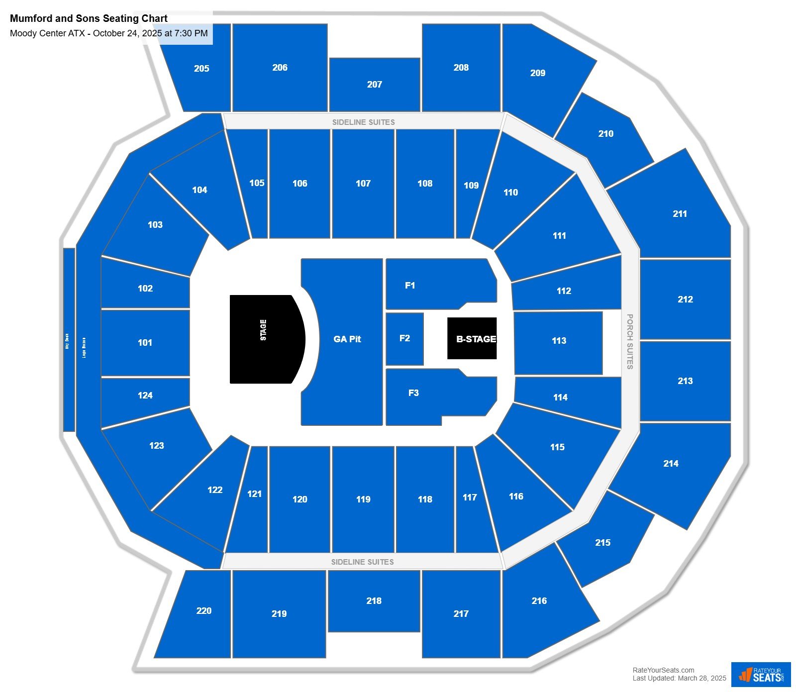 Mumford and Sons seating chart Moody Center ATX