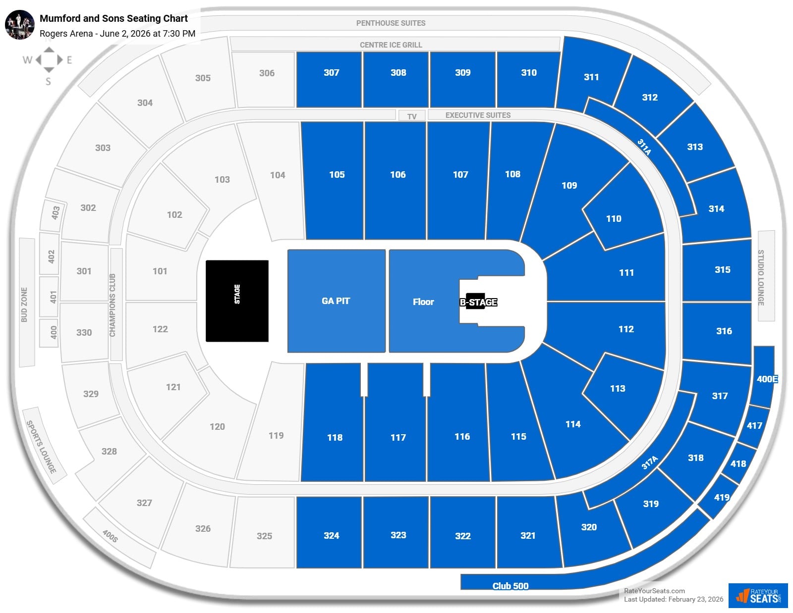 Mumford and Sons seating chart Rogers Arena
