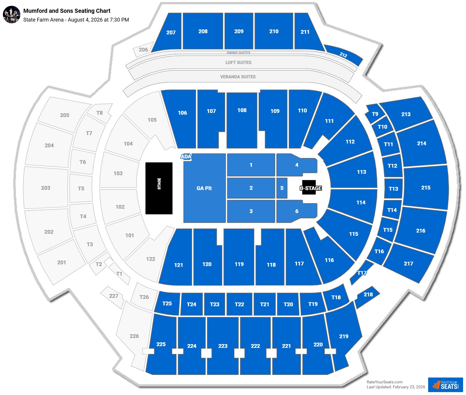 Mumford and Sons seating chart State Farm Arena