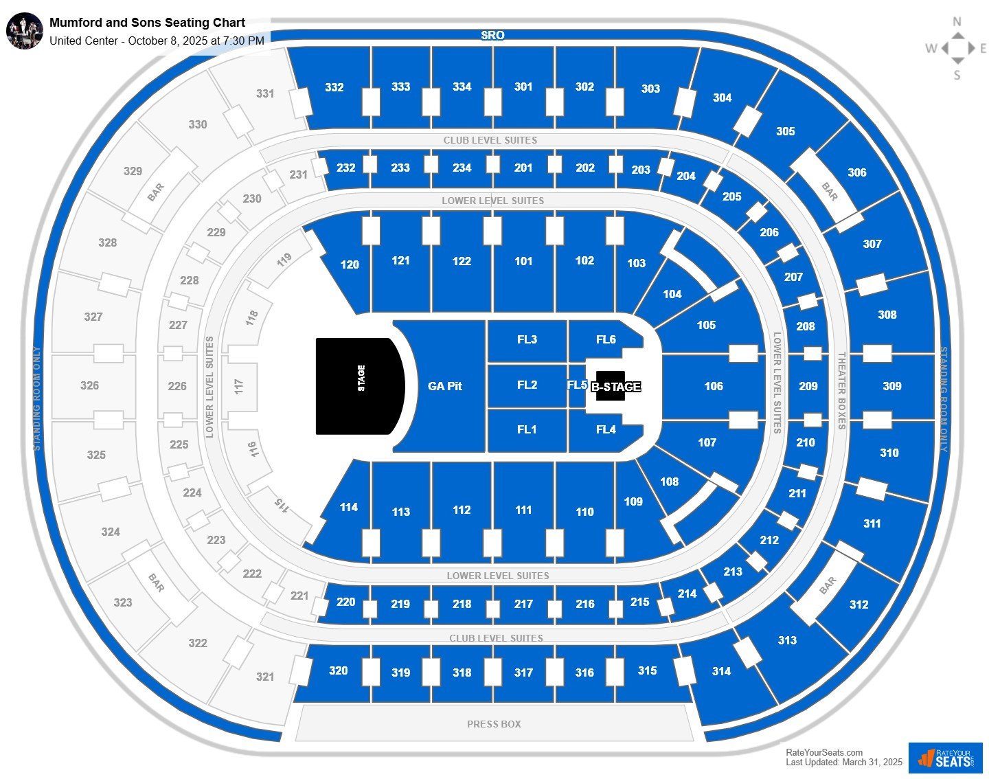 Mumford and Sons seating chart United Center