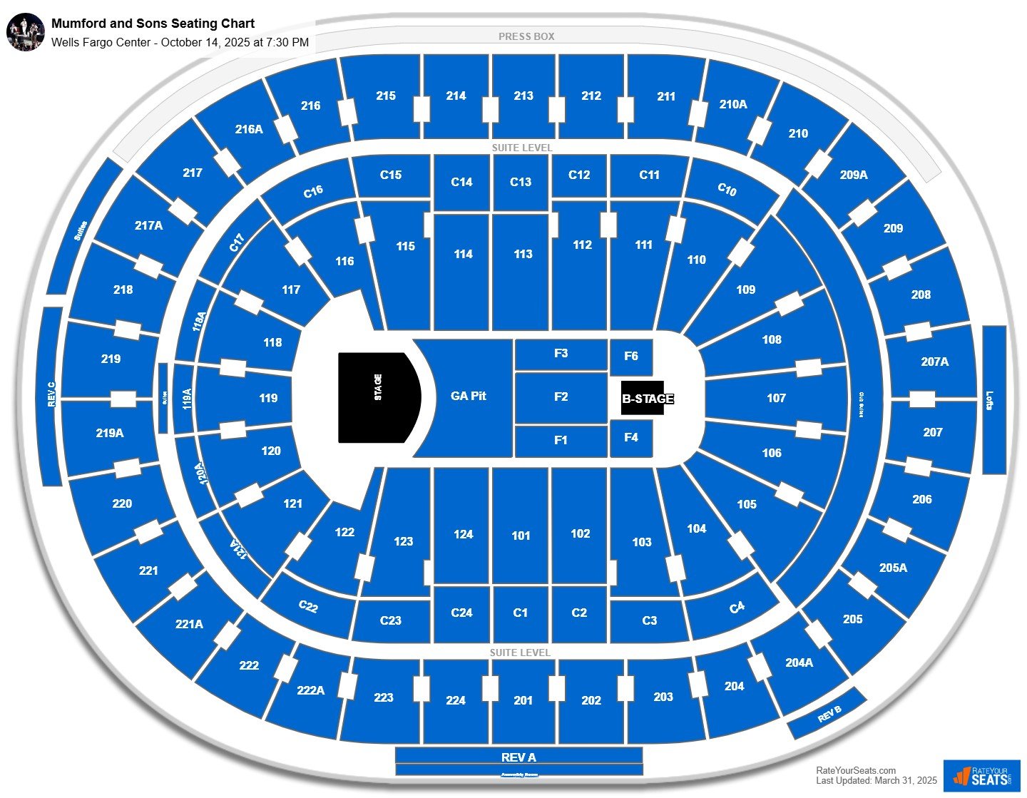 Mumford and Sons seating chart Wells Fargo Center