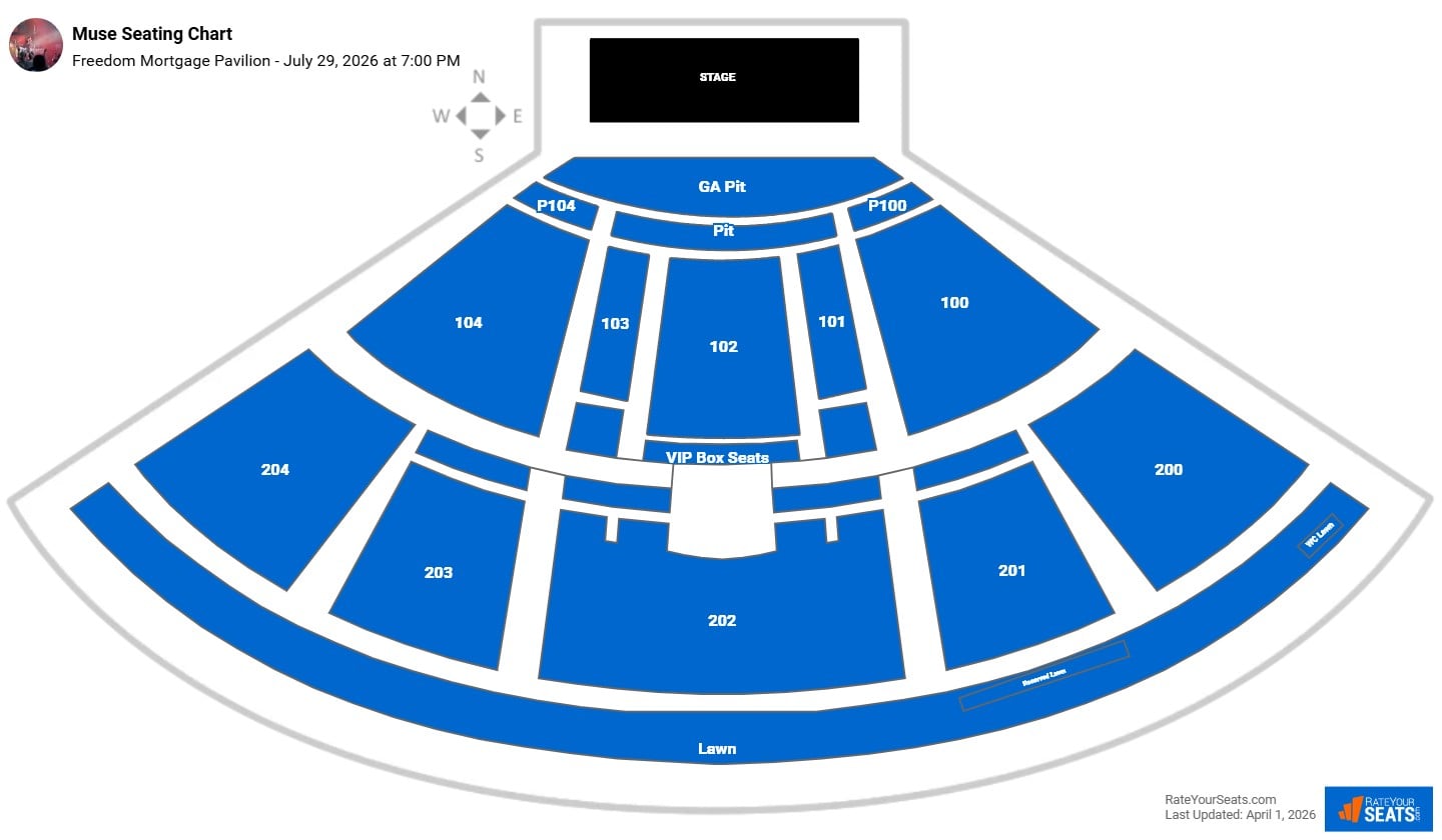 Muse seating chart Freedom Mortgage Pavilion