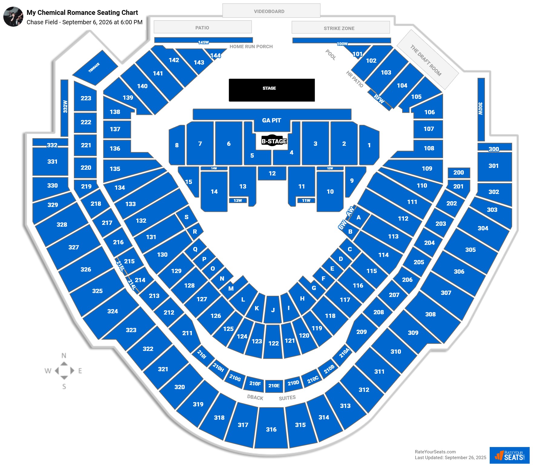 My Chemical Romance seating chart Chase Field