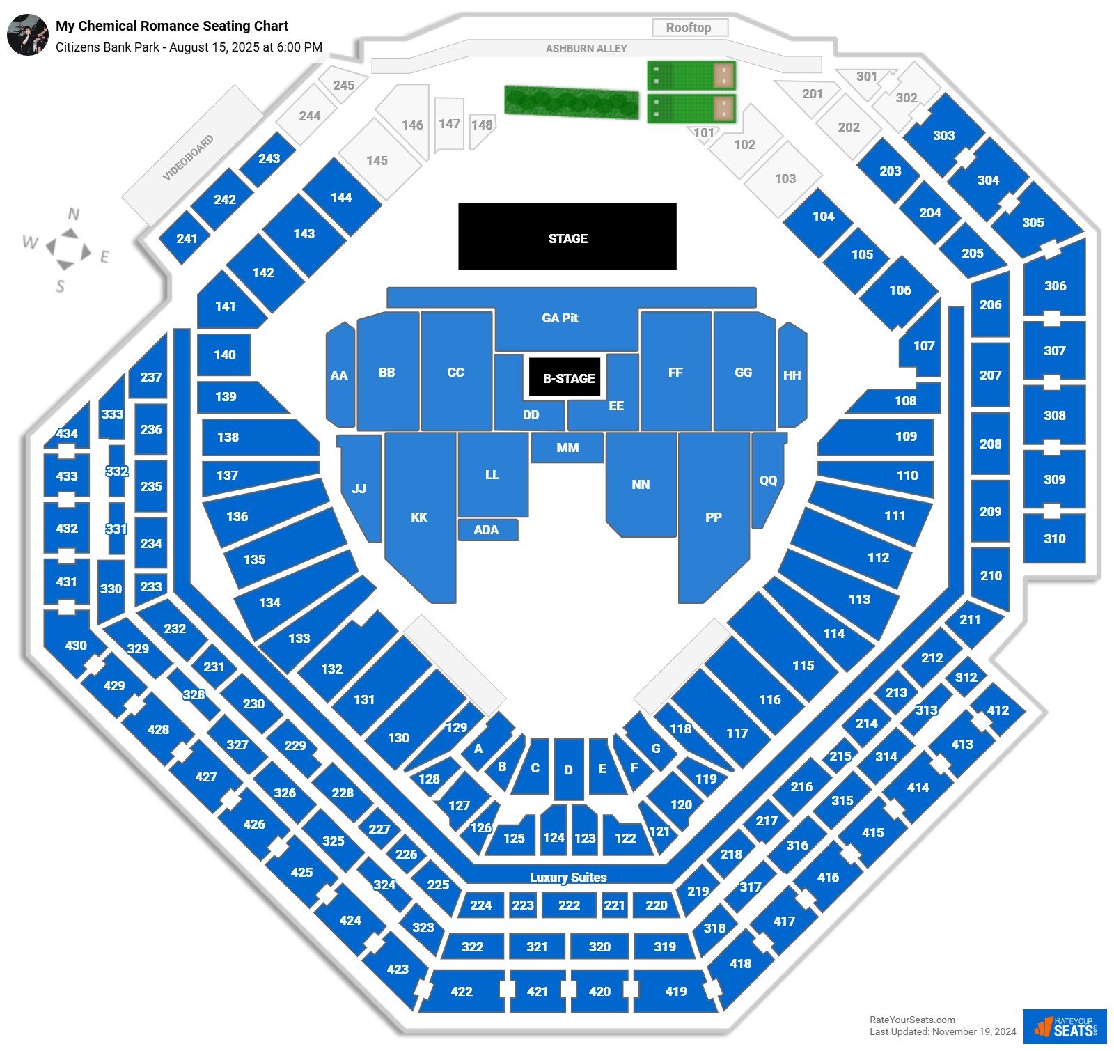 My Chemical Romance seating chart Citizens Bank Park