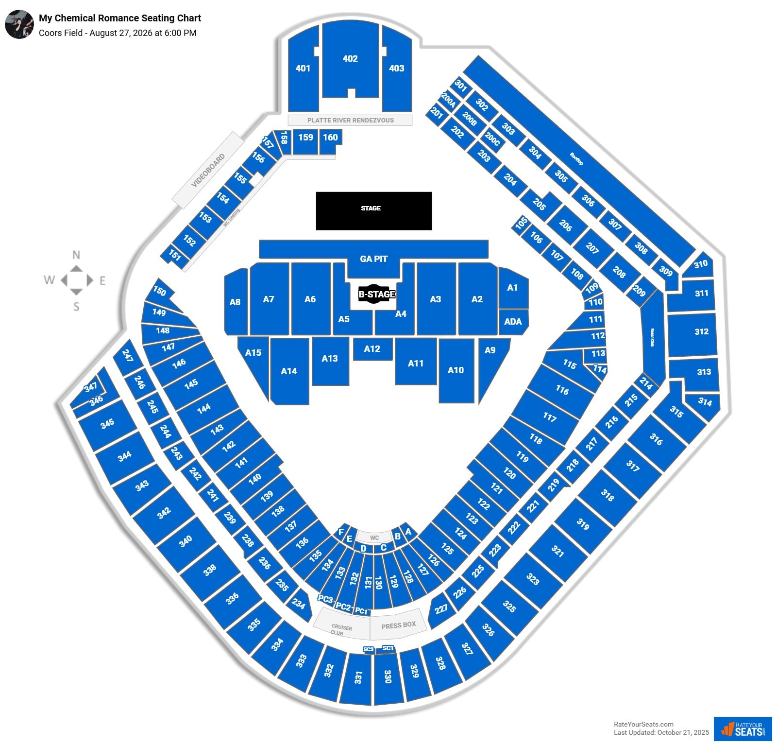 My Chemical Romance seating chart Coors Field