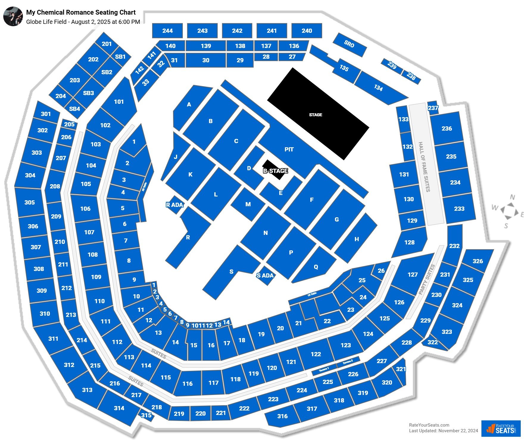 My Chemical Romance seating chart Globe Life Field