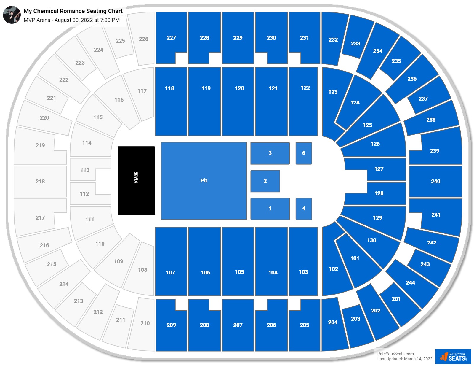 My Chemical Romance seating chart MVP Arena