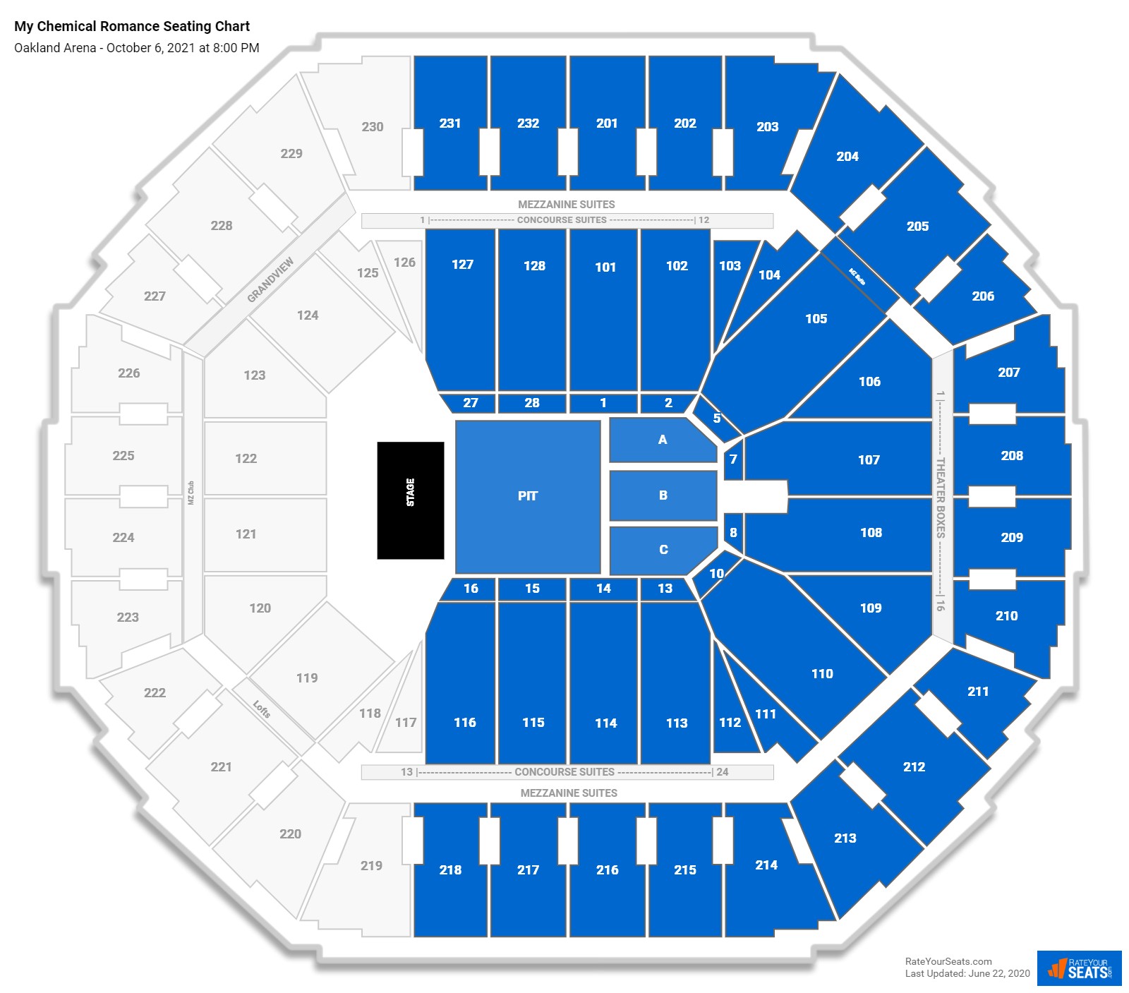 My Chemical Romance seating chart Oakland Arena