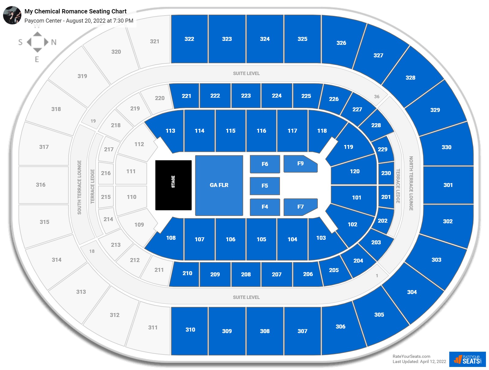 My Chemical Romance seating chart Paycom Center