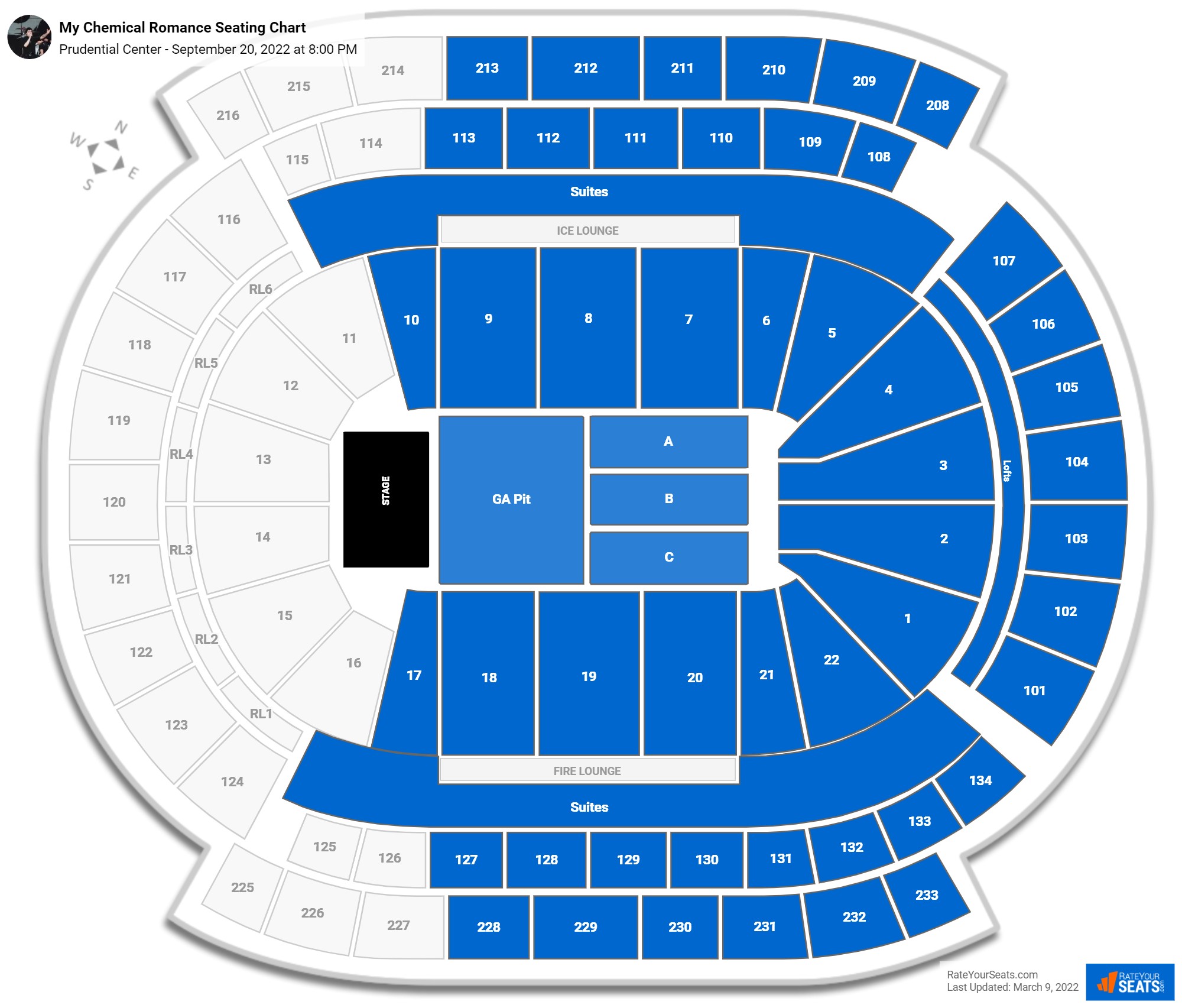 My Chemical Romance seating chart Prudential Center