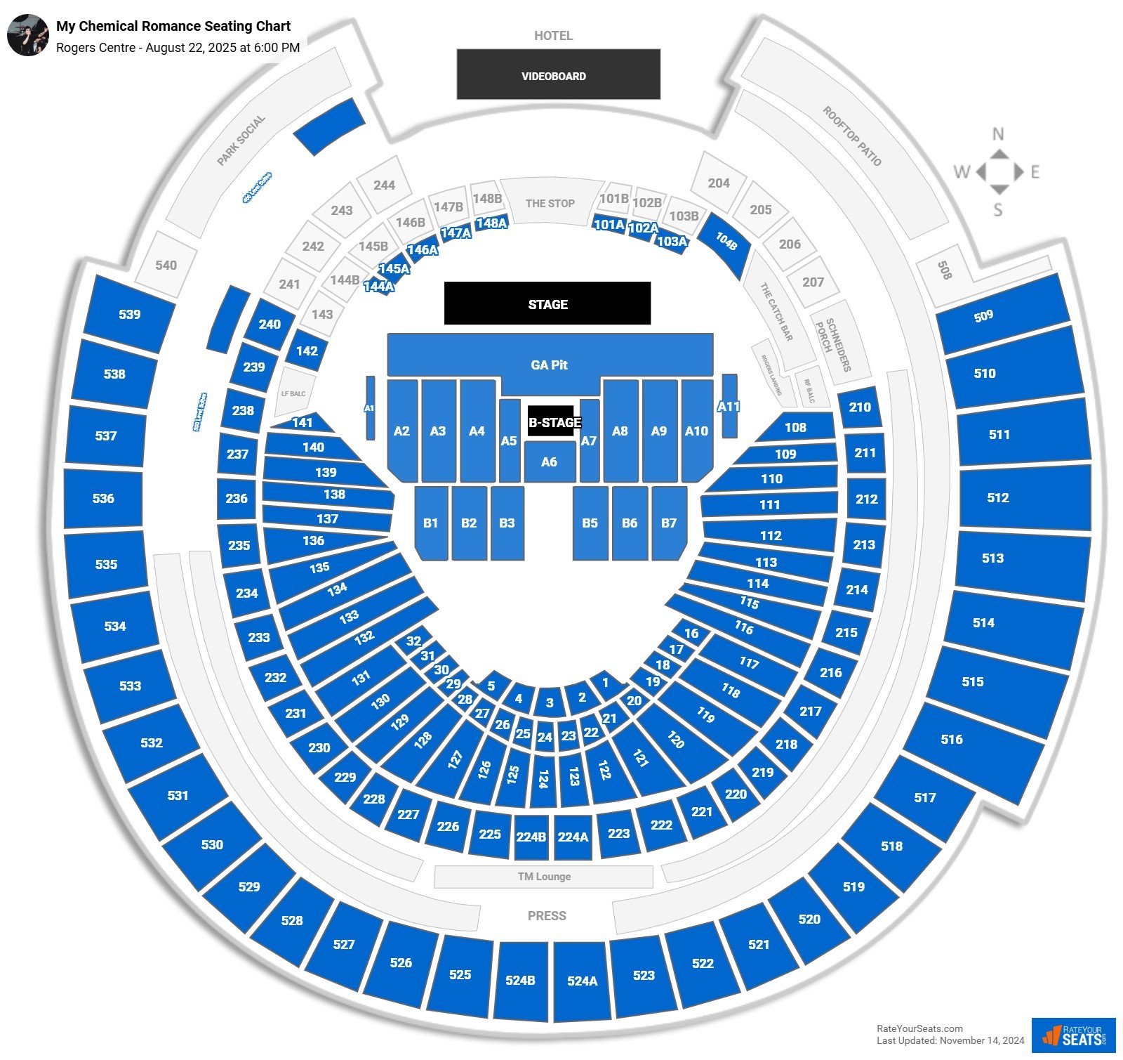 My Chemical Romance seating chart Rogers Centre