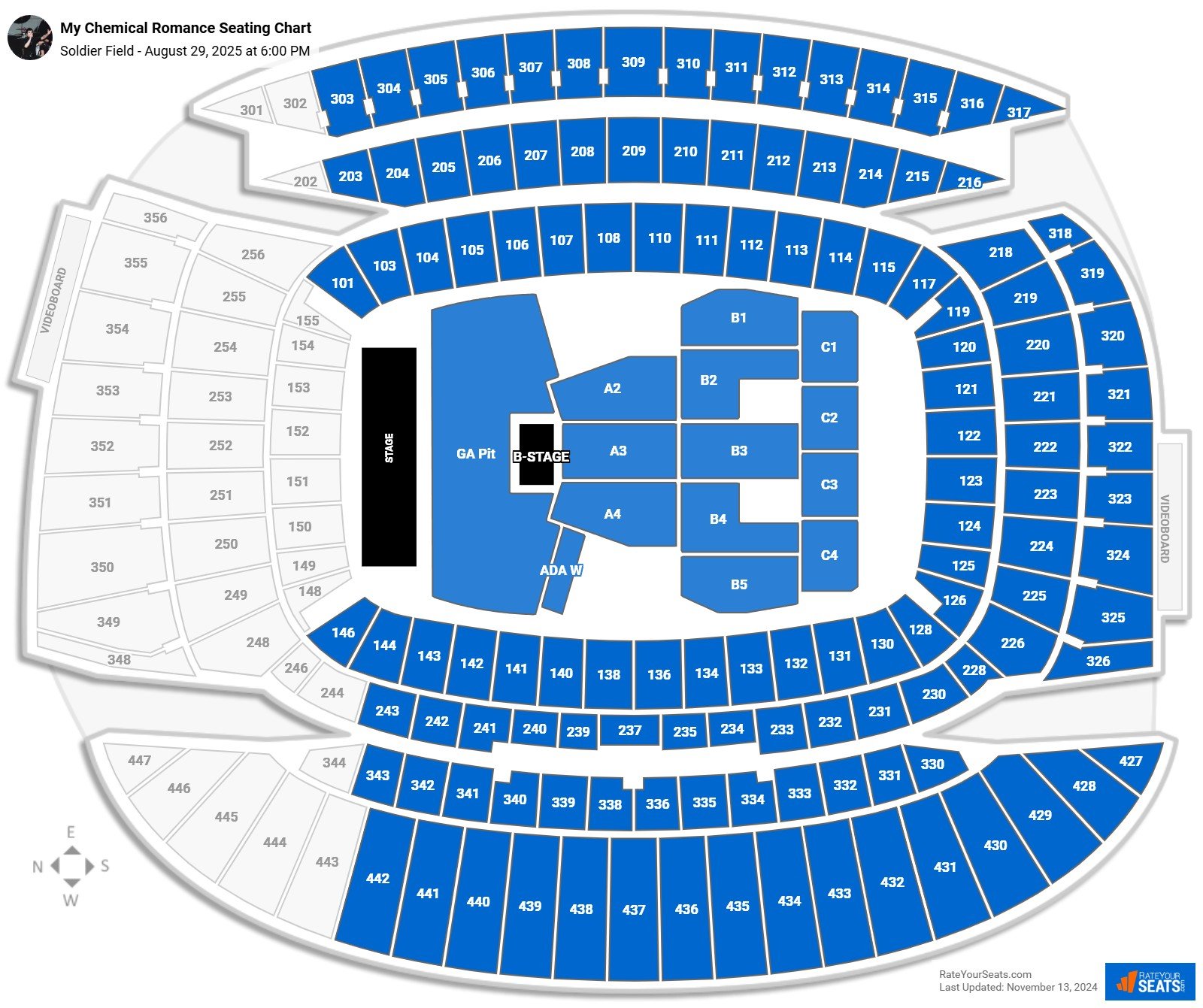 My Chemical Romance seating chart Soldier Field