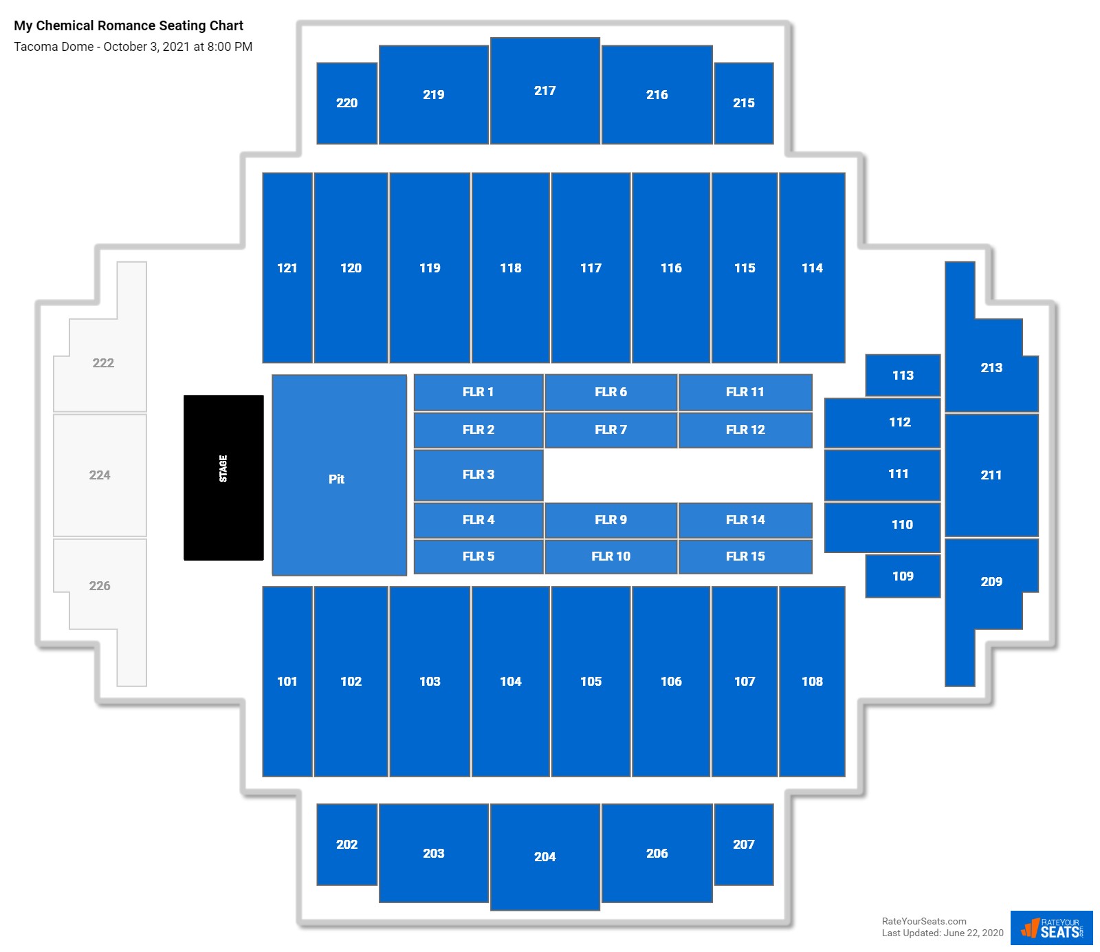 My Chemical Romance seating chart Tacoma Dome