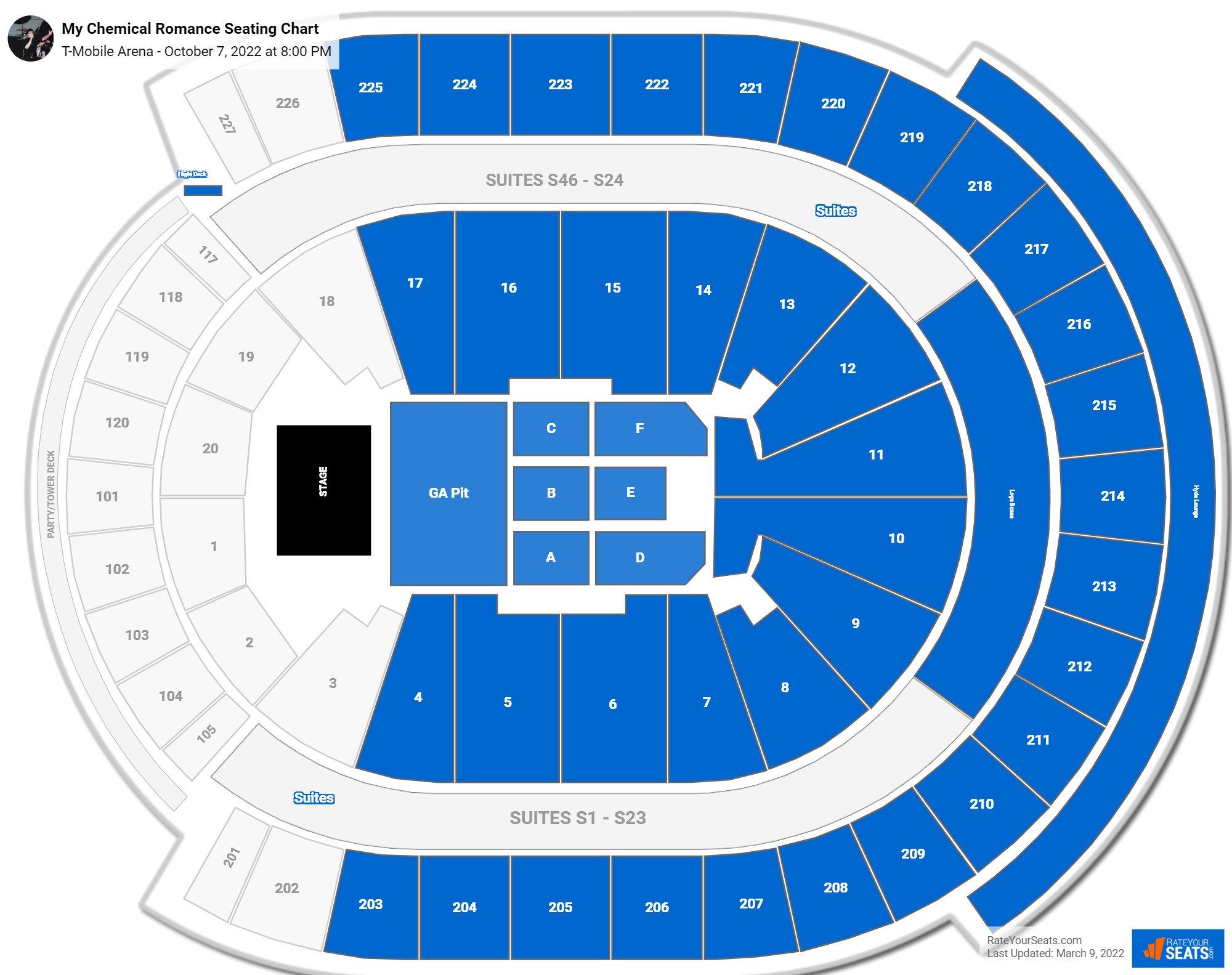 My Chemical Romance seating chart T-Mobile Arena