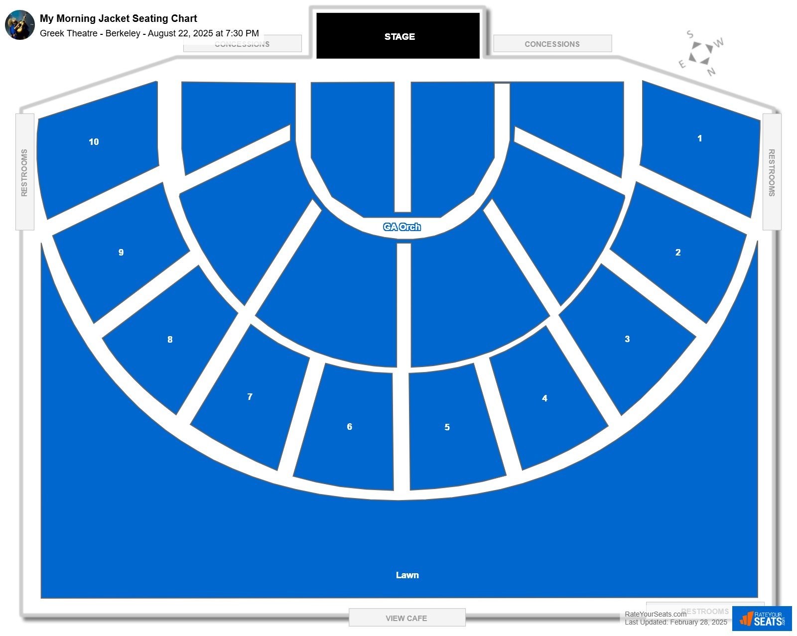 My Morning Jacket seating chart Greek Theatre - Berkeley