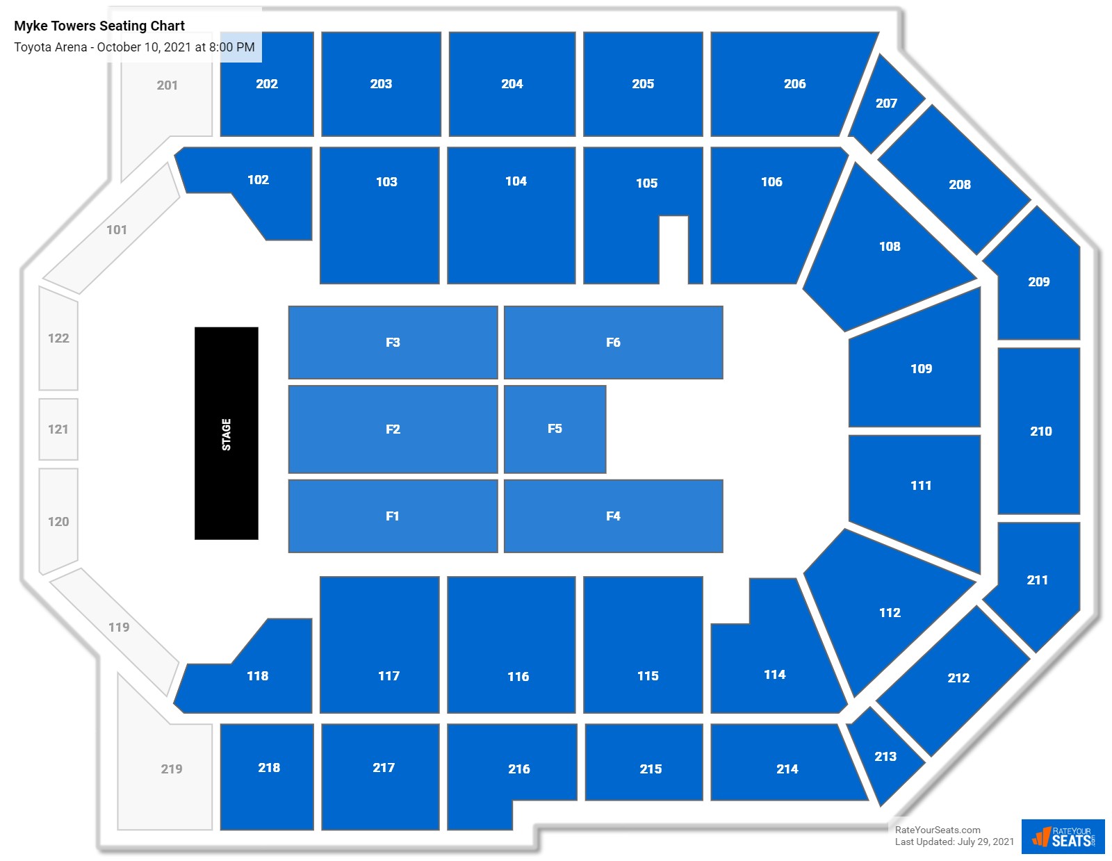 Myke Towers seating chart Toyota Arena