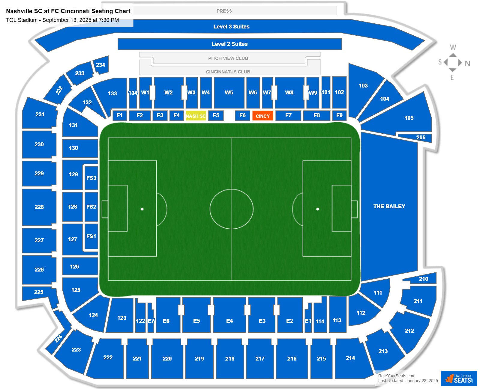 Nashville SC at FC Cincinnati seating chart TQL Stadium