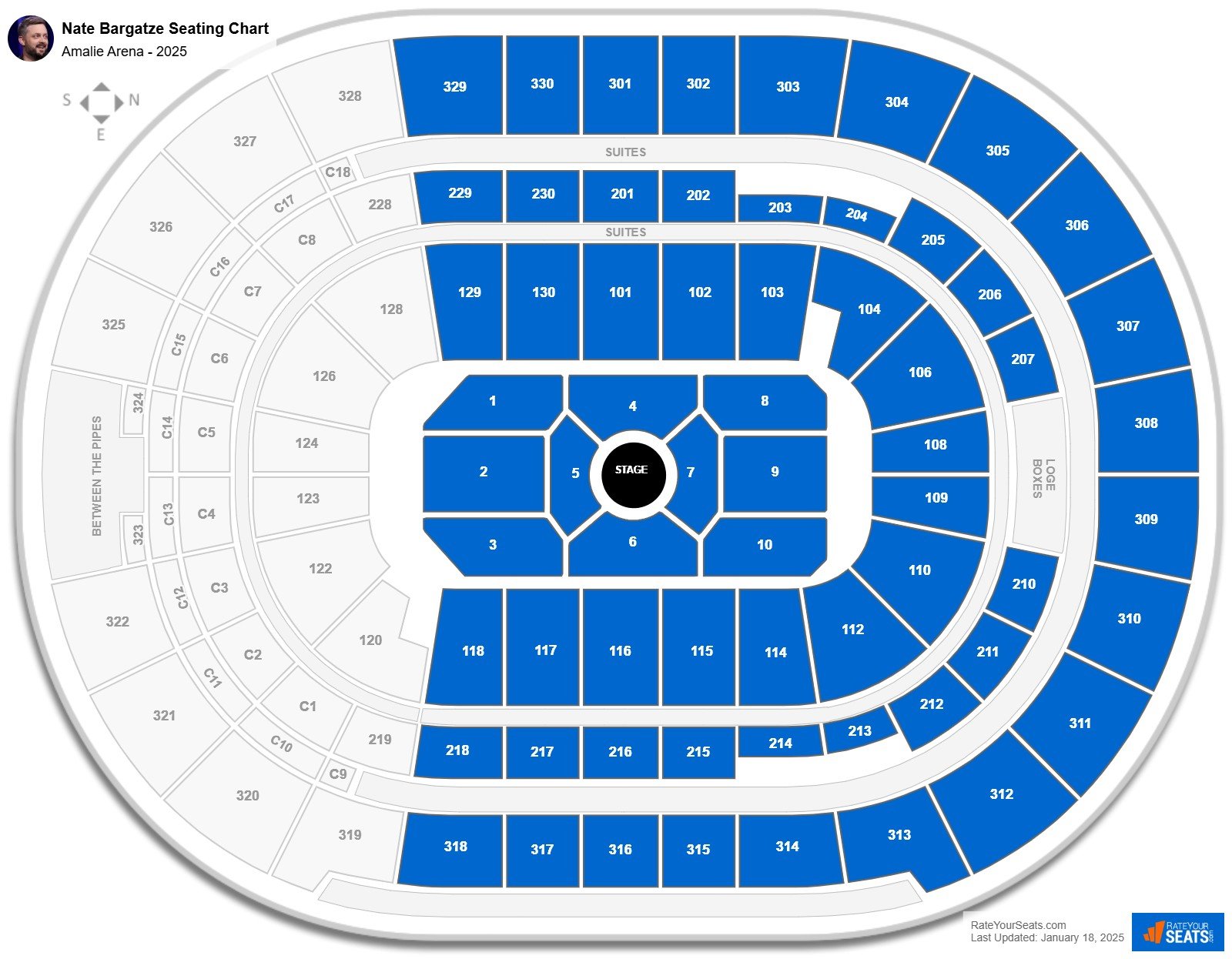Nate Bargatze seating chart Amalie Arena
