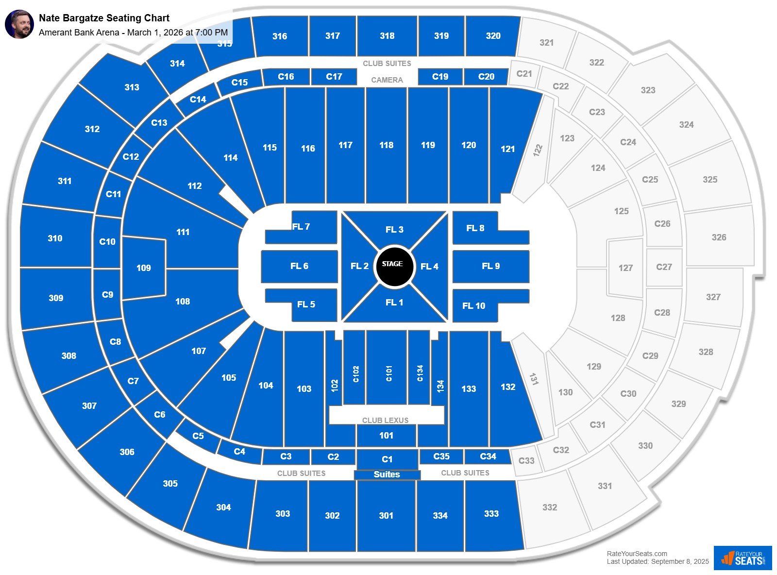 Nate Bargatze seating chart Amerant Bank Arena